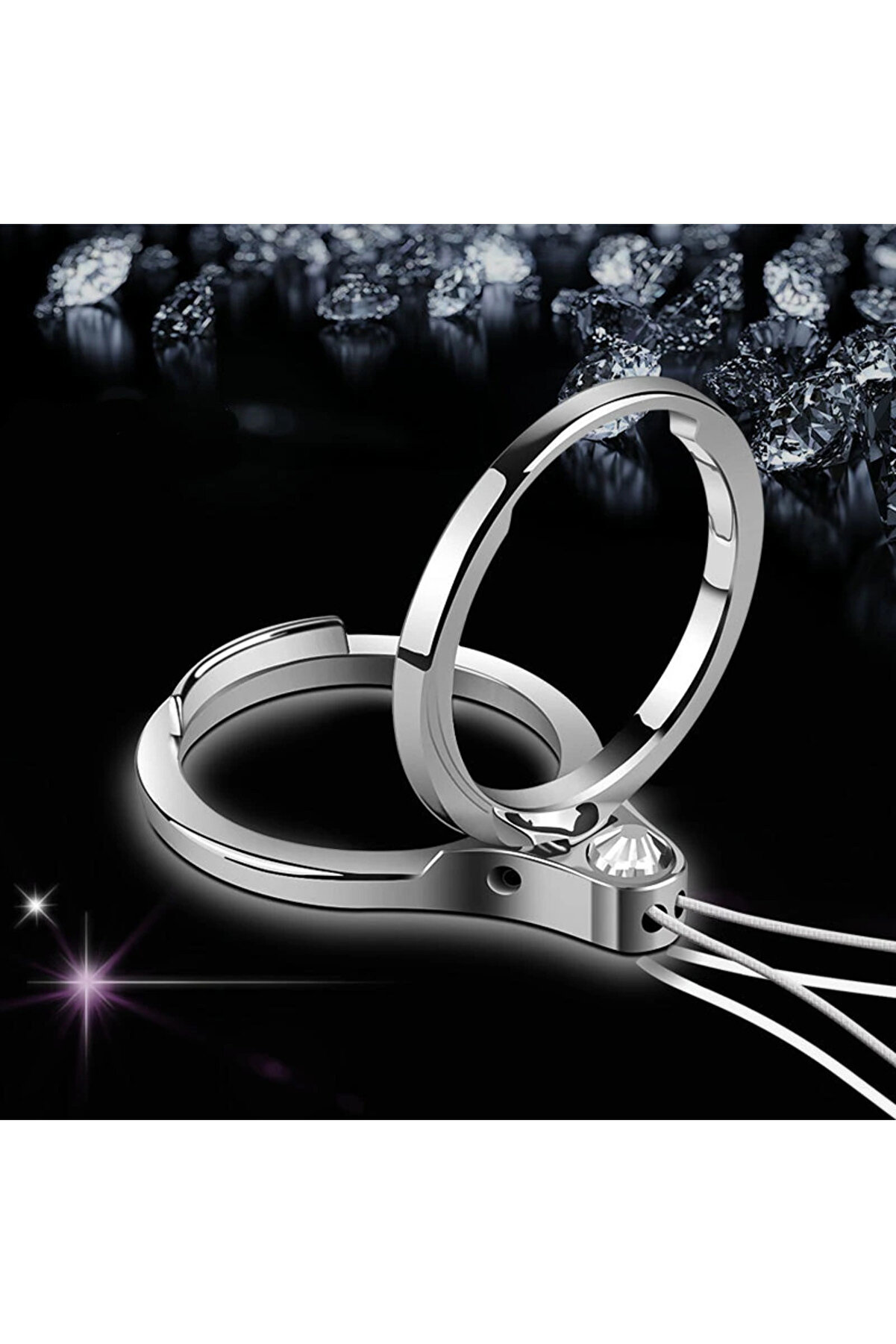 Elmas İşlemeli̇ Standlı Yüzük Telefon Tutucu-(5775) - Gms6657-6278