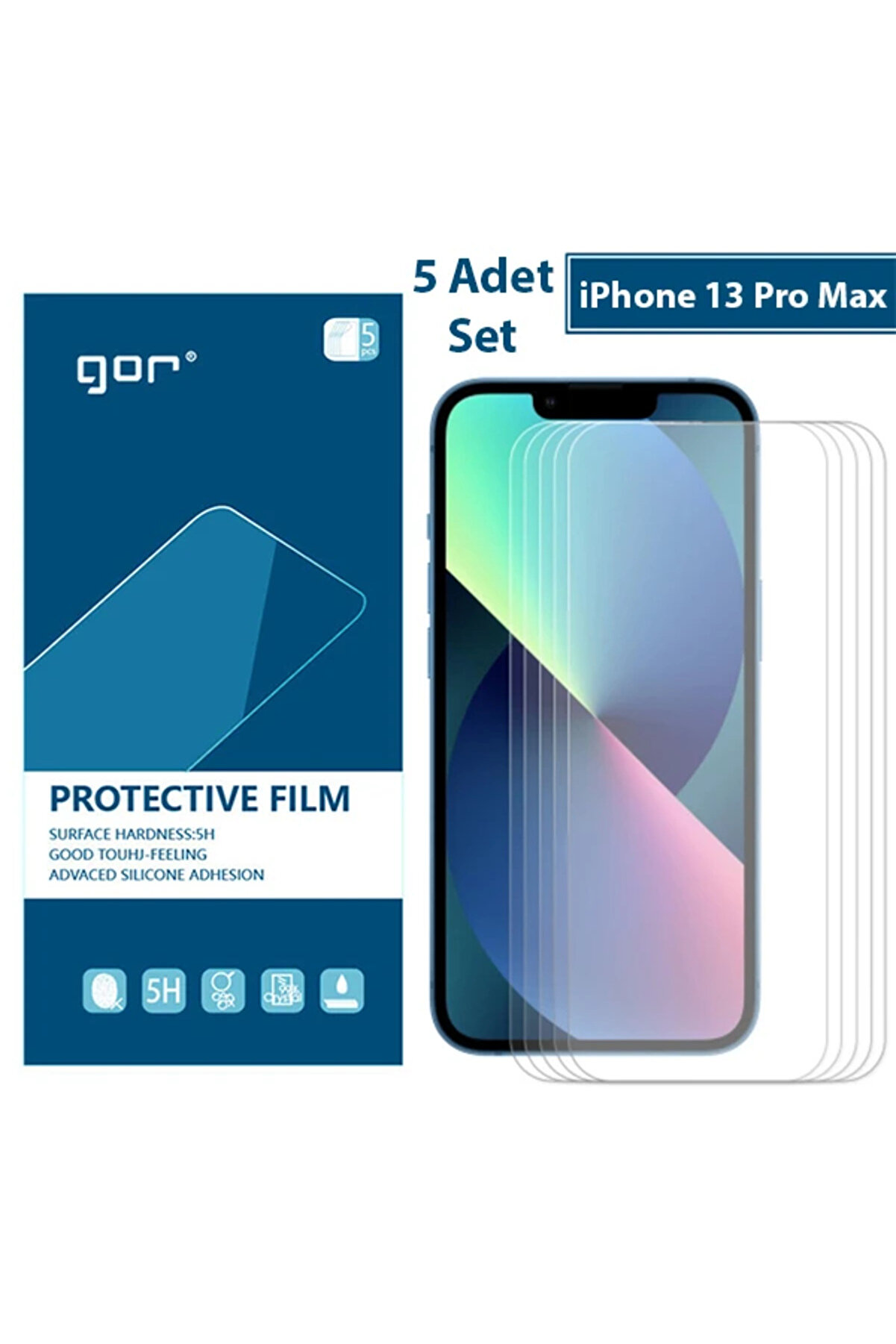 CepteToptan GOR iPhone 13 Pro Max Darbe Emici Ekran Koruyucu Jelatin 5 Adet Set-(1903) - DROPX5315-8780