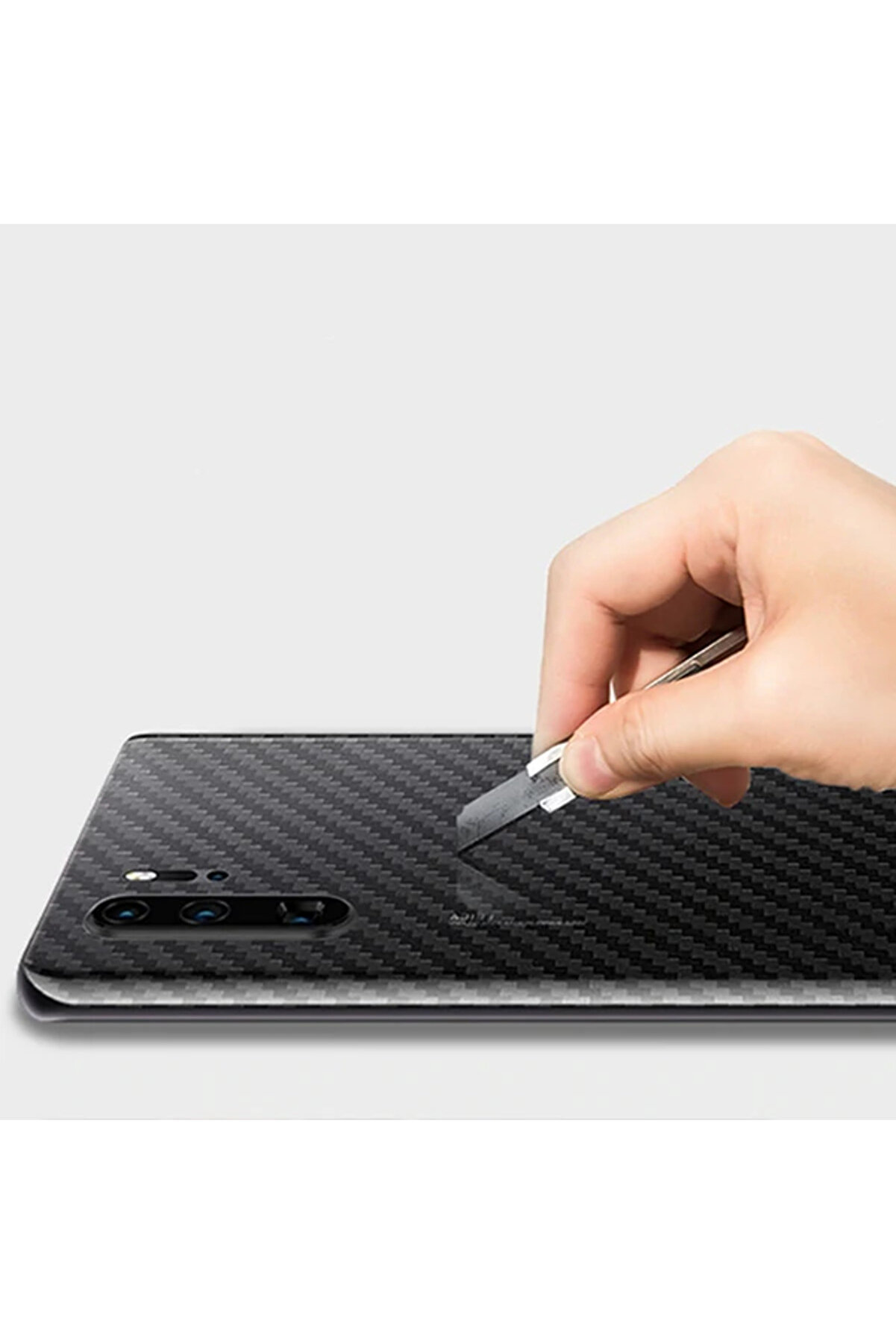 Huawei̇ P30 Pro Şeffaf Karbon Fi̇ber Kaplama Sti̇cker-(1903) - Dropx8817-5013