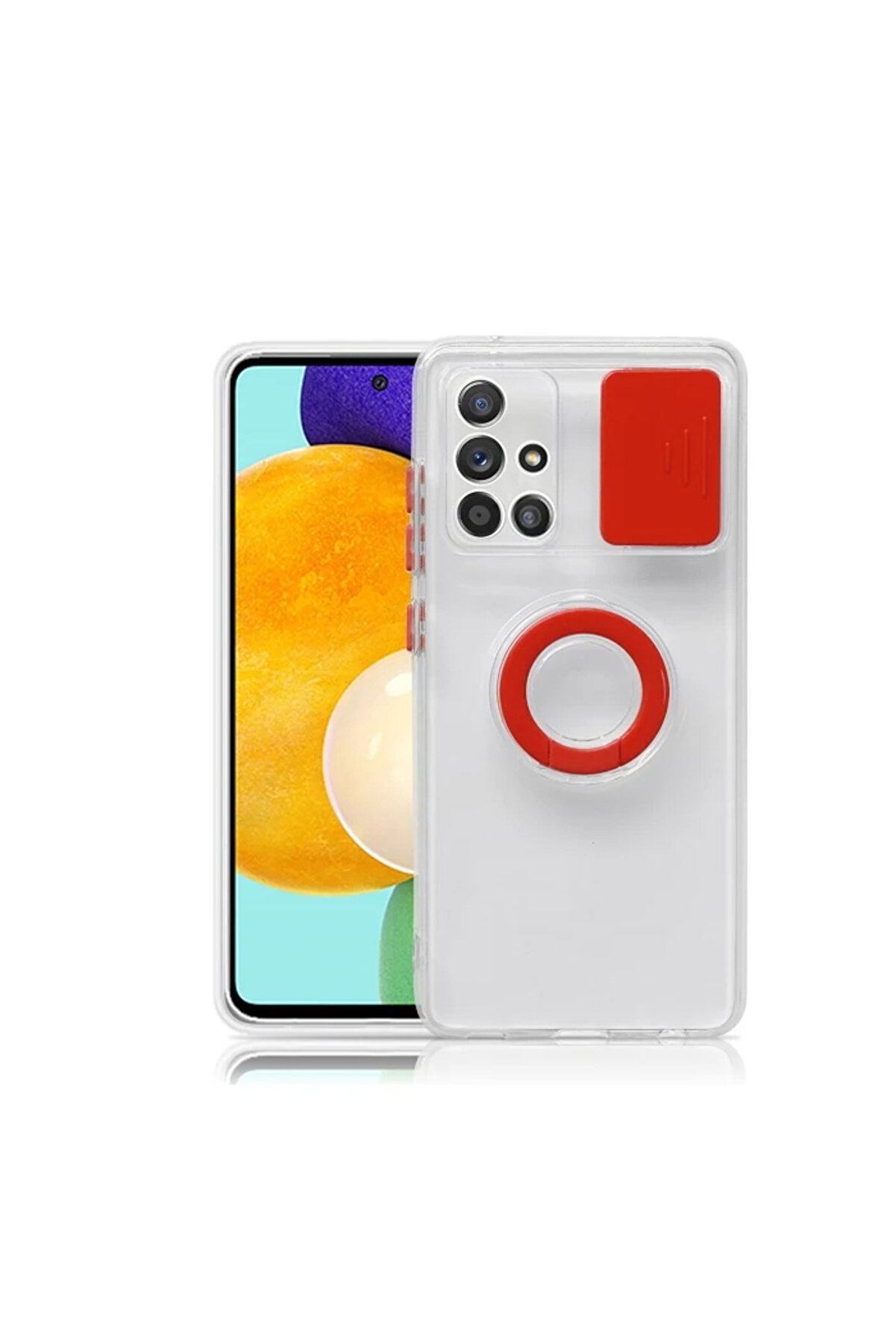 Ally Samsung Galaxy M51 Kılıf Sürgülü Kamera Lens Korumalı Yüzük Standlı Si̇ - Gms7626-4601