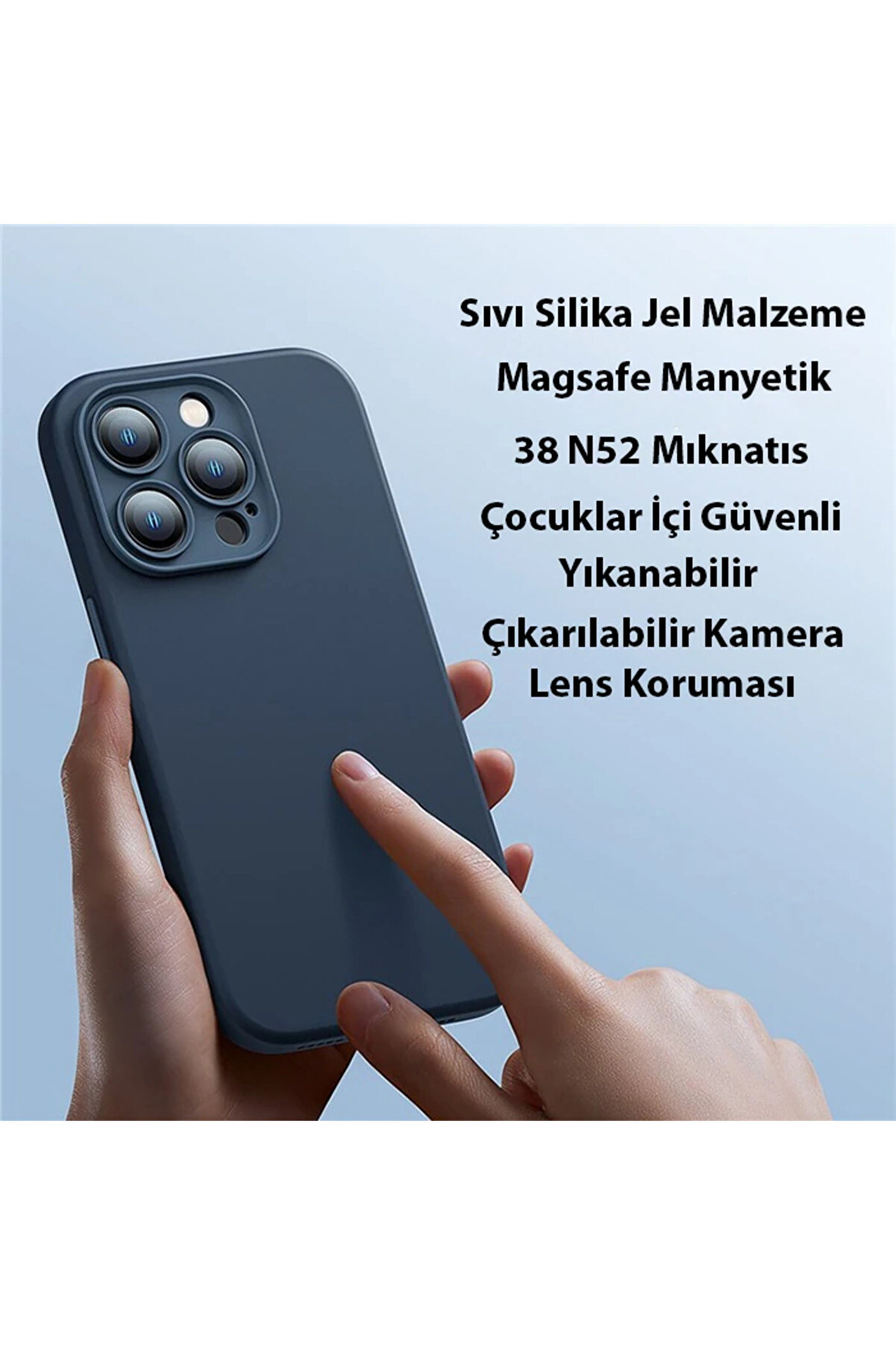 Li̇qui̇d Si̇li̇ca Gel İphone 14 Pro 6.1 Magsafe Si̇li̇kon Kılıf + Tempered Ekran Koruyuc - Gms4102-1217