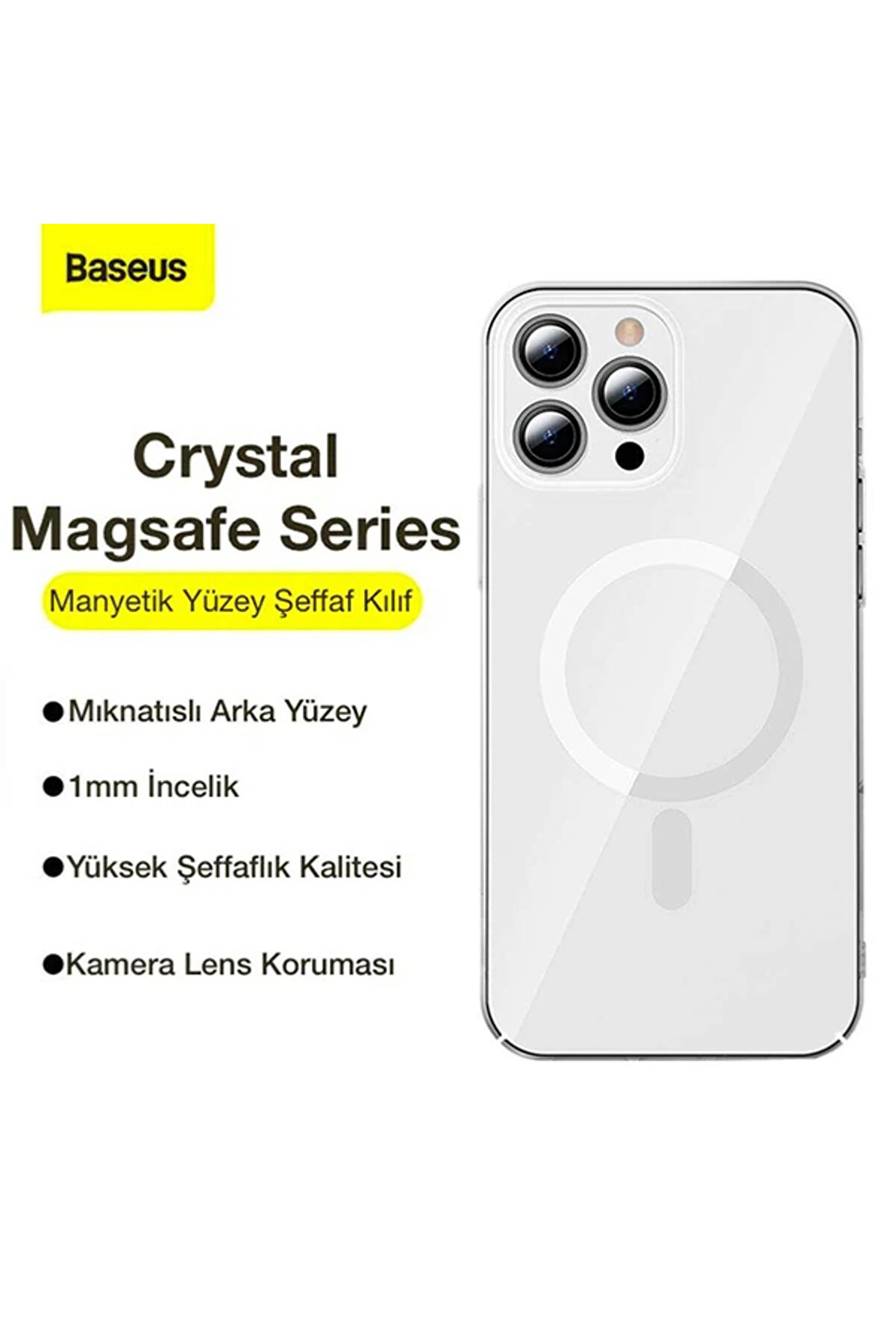 Crystal İphone 12 Pro Max Kılıf Magsafe Uyumlu Manyeti̇k Kılıf-(5775) - Gms9617-2712