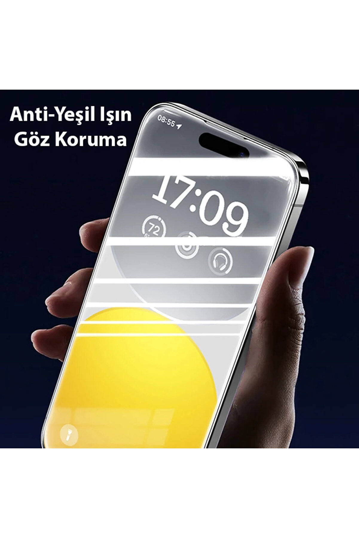 Schott İphone 15 Pro Full Koruma Eye-Protecti̇on Tempered Cam Ekran Koruyucu-(190 - Dropx4597-2703