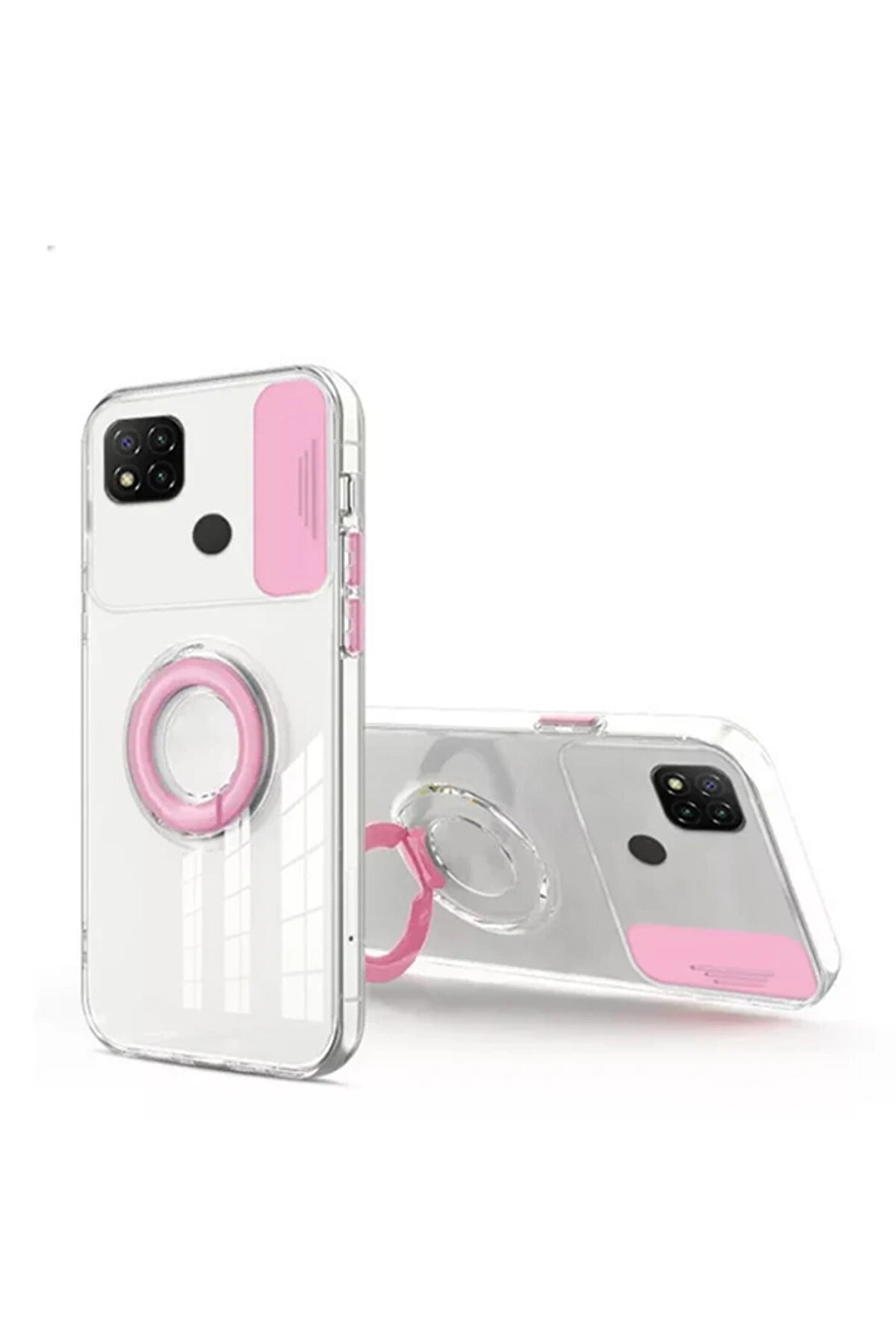 Ally Xi̇aomi̇ Redmi̇ 9C Kılıf Sürgülü Kamera Lens Korumalı Yüzük Standlı Si̇li̇k - Gms8157-3492