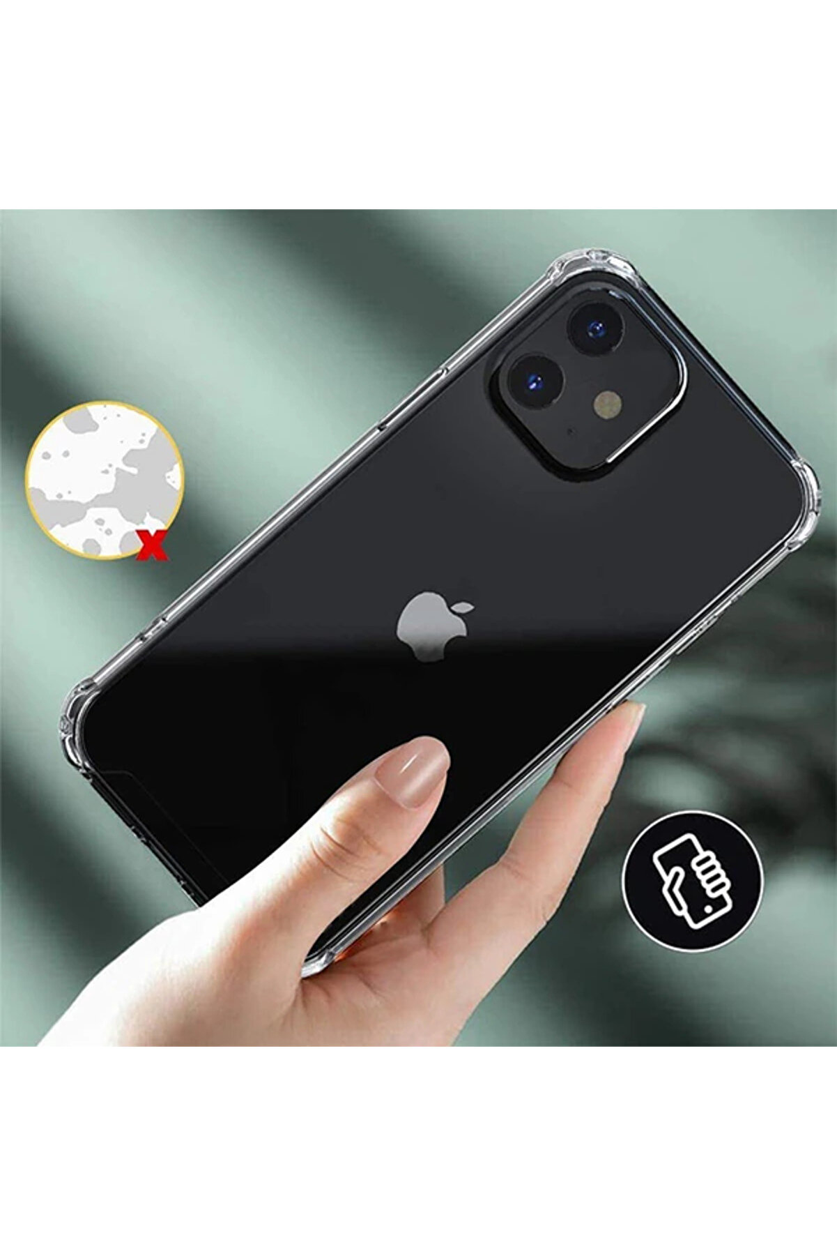 İphone 12 Mi̇ni̇ 5.4 Anti̇-Drop Si̇li̇kon Kılıf Shockproof Şeffaf Kılıf-(5775) - Gms3253-8403