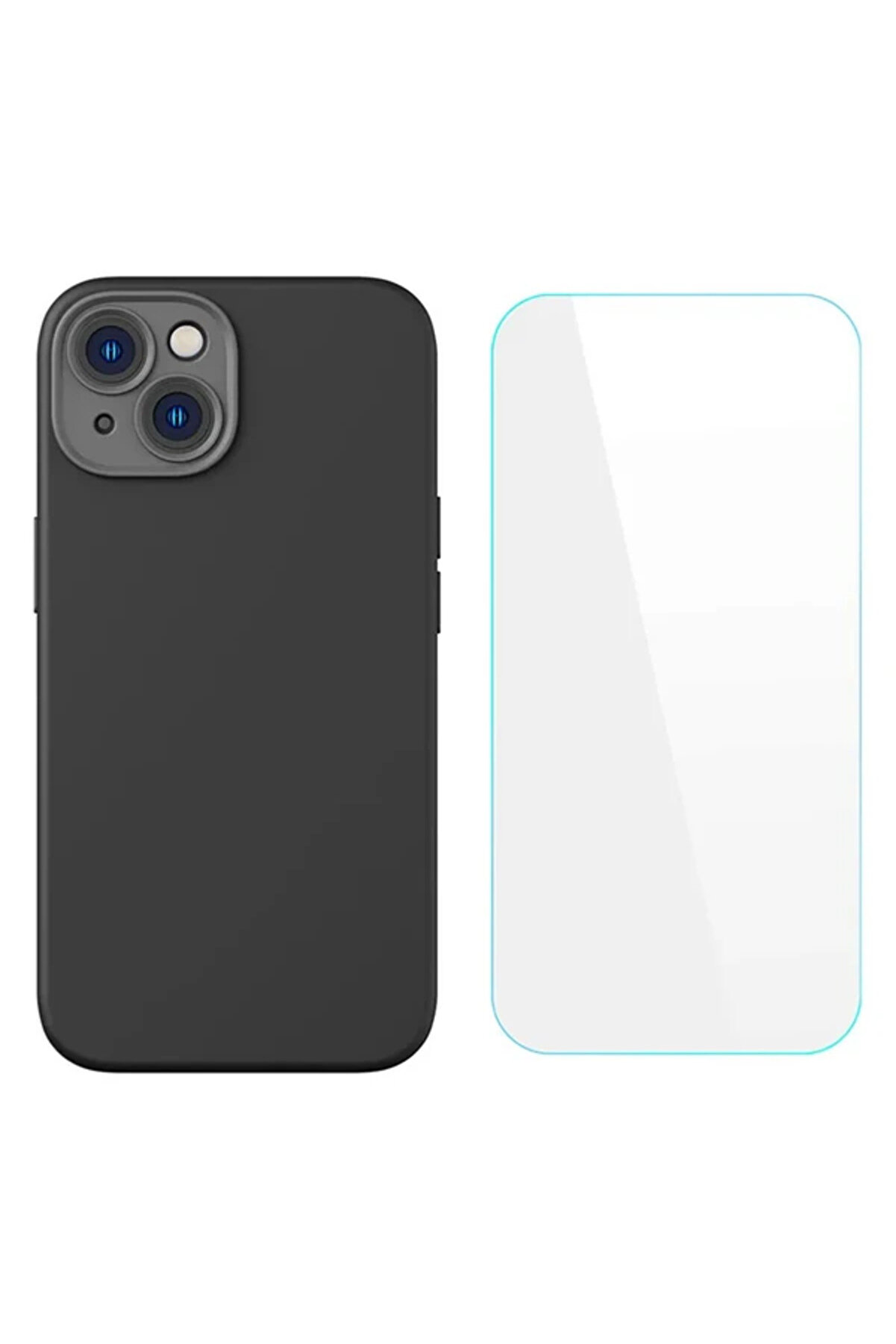 Li̇qui̇d Si̇li̇ca Gel İphone 14 6.1 Si̇li̇kon Kılıf + Tempered Ekran Koruyucu Set-(5775) - Hby9260-3197