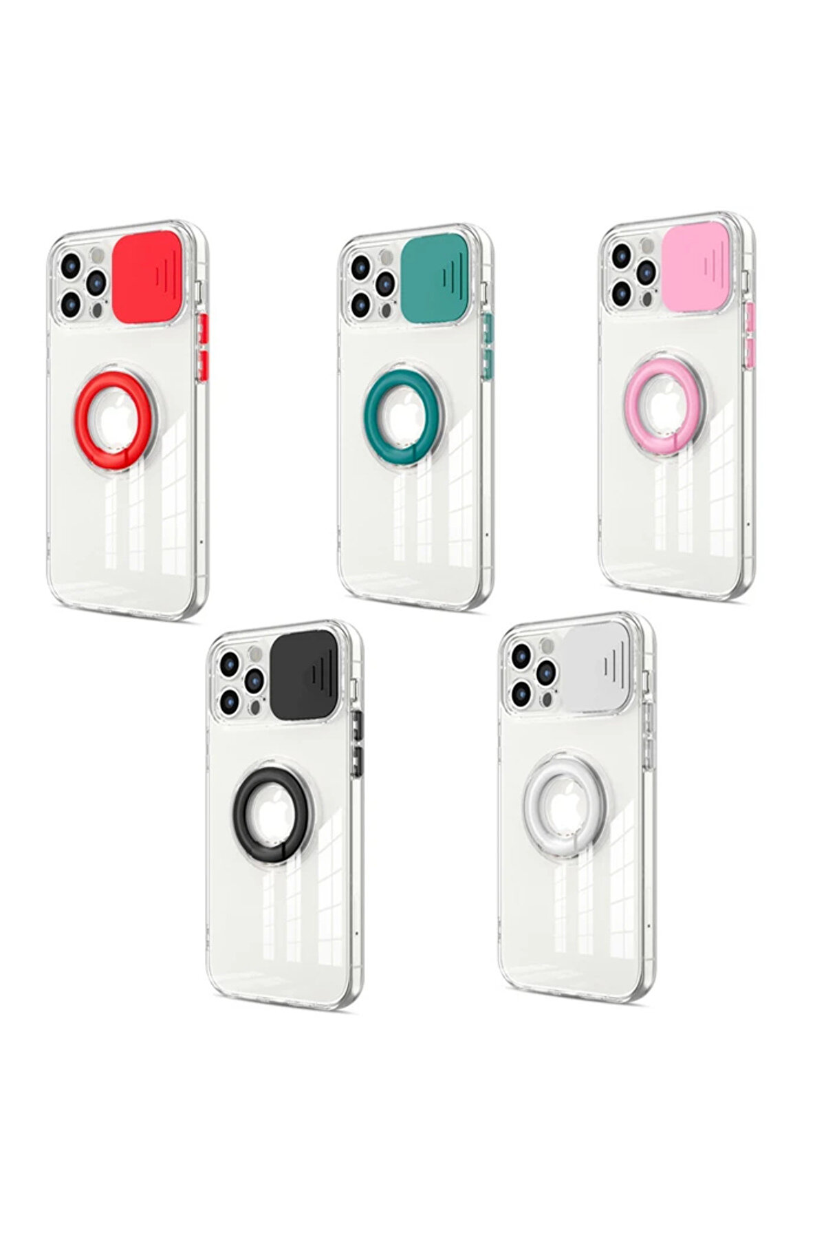 Ally İphone 12 Pro Max Kılıf Sürgülü Kamera Lens Korumalı Yüzük Standlı - Dropx5854-4936