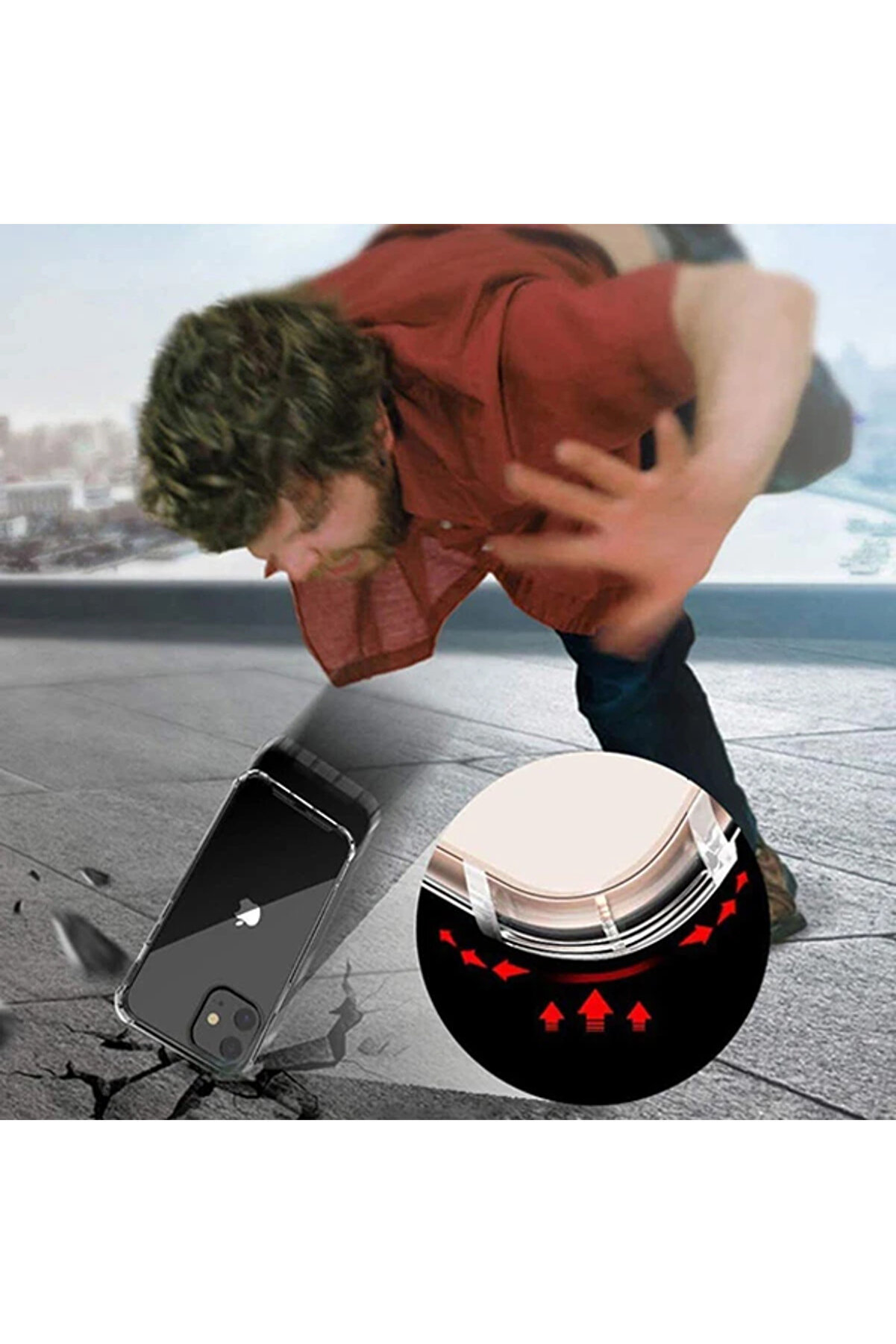 İphone 12 Mi̇ni̇ 5.4 Anti̇-Drop Si̇li̇kon Kılıf Shockproof Şeffaf Kılıf-(5775) - Gms3253-8403