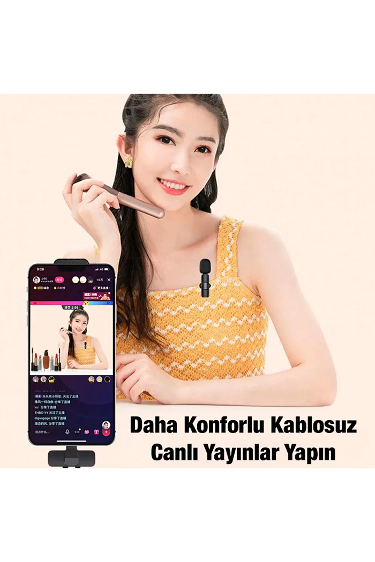 Ally K8 Li̇ghtni̇ng İphone Tak Konuş Wi̇reless Kablosuz Mi̇ni̇ Yaka Mi̇krofonu Canlı Yay - Gms9213-9174