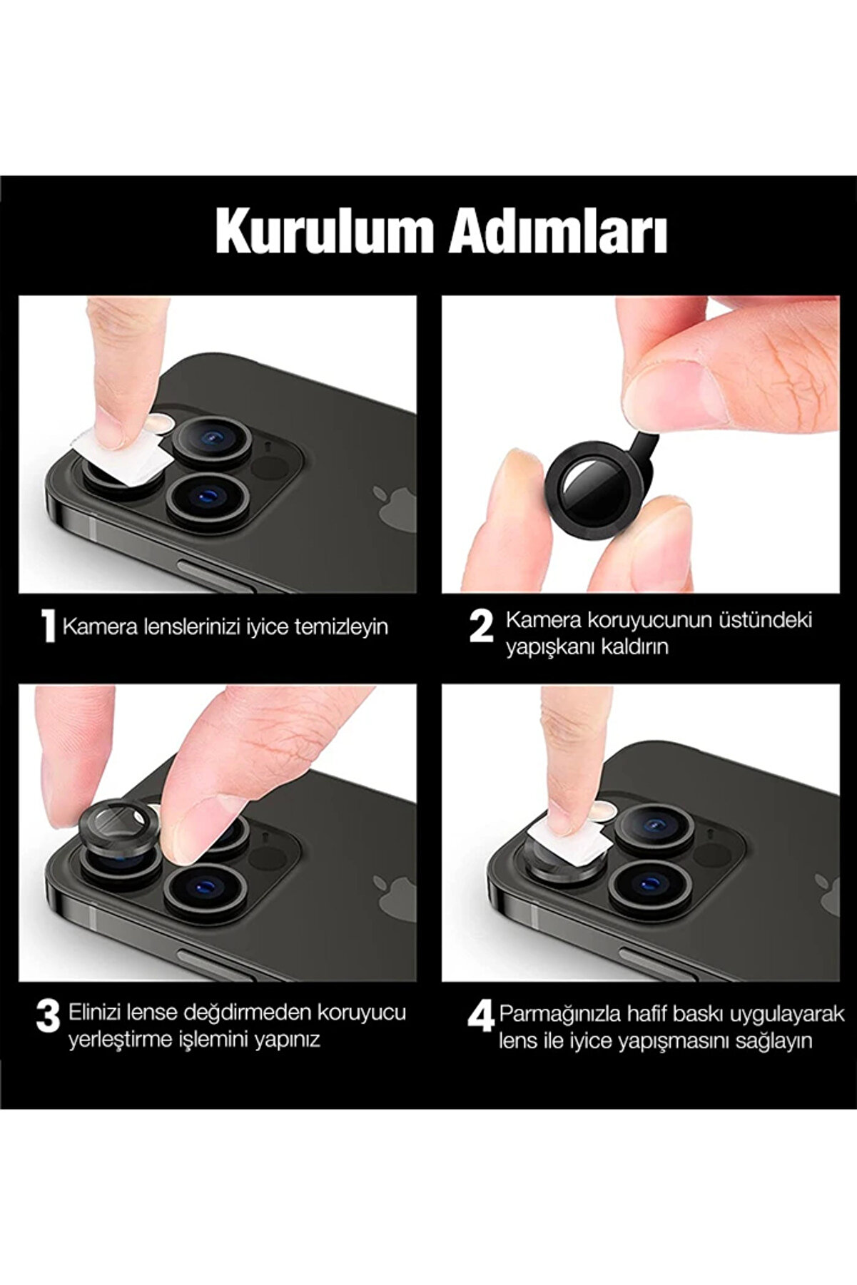 Ally İphone 12 Pro Max 3D Metal Çerçeveli̇ Kamera Lens Koruyucu-(1903) - Dropx3590-9271