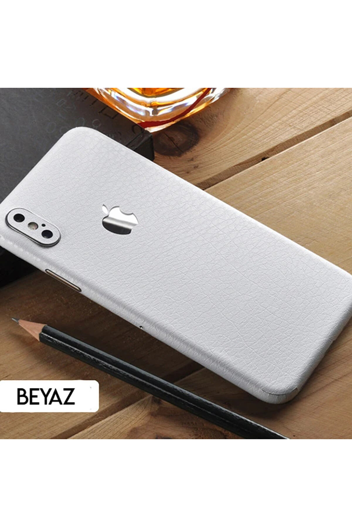 CepteToptan İPhone XR 6.1 Deri Dokulu Arka Yan Kaplama Sticker-(1903) - DROPX3250-9246