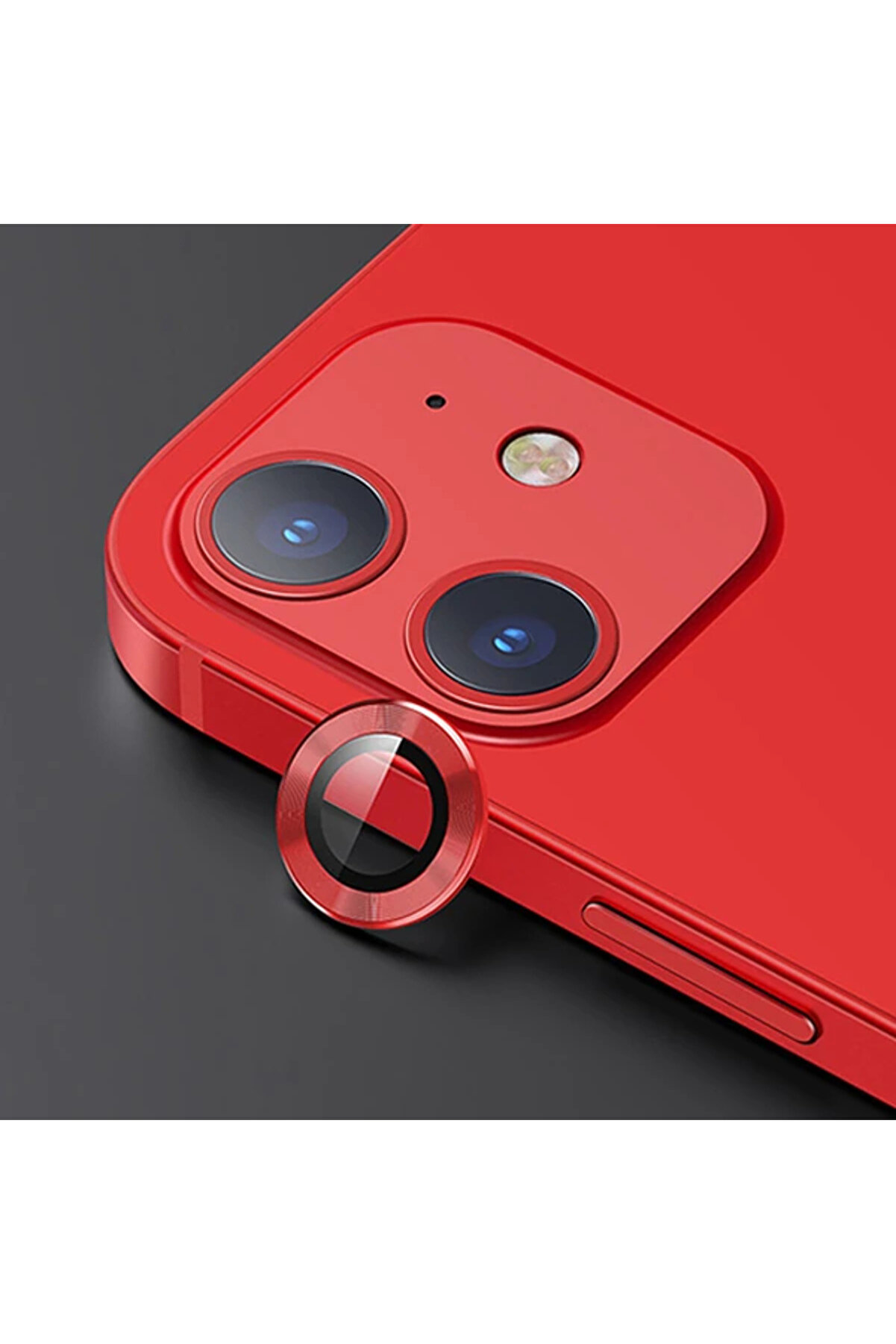gizmurstore USAMS İPhone 12 - 12 Mini 3D Metal Çerçeveli Kamera Lens Koruyucu-(5775) - GMS4089-5142