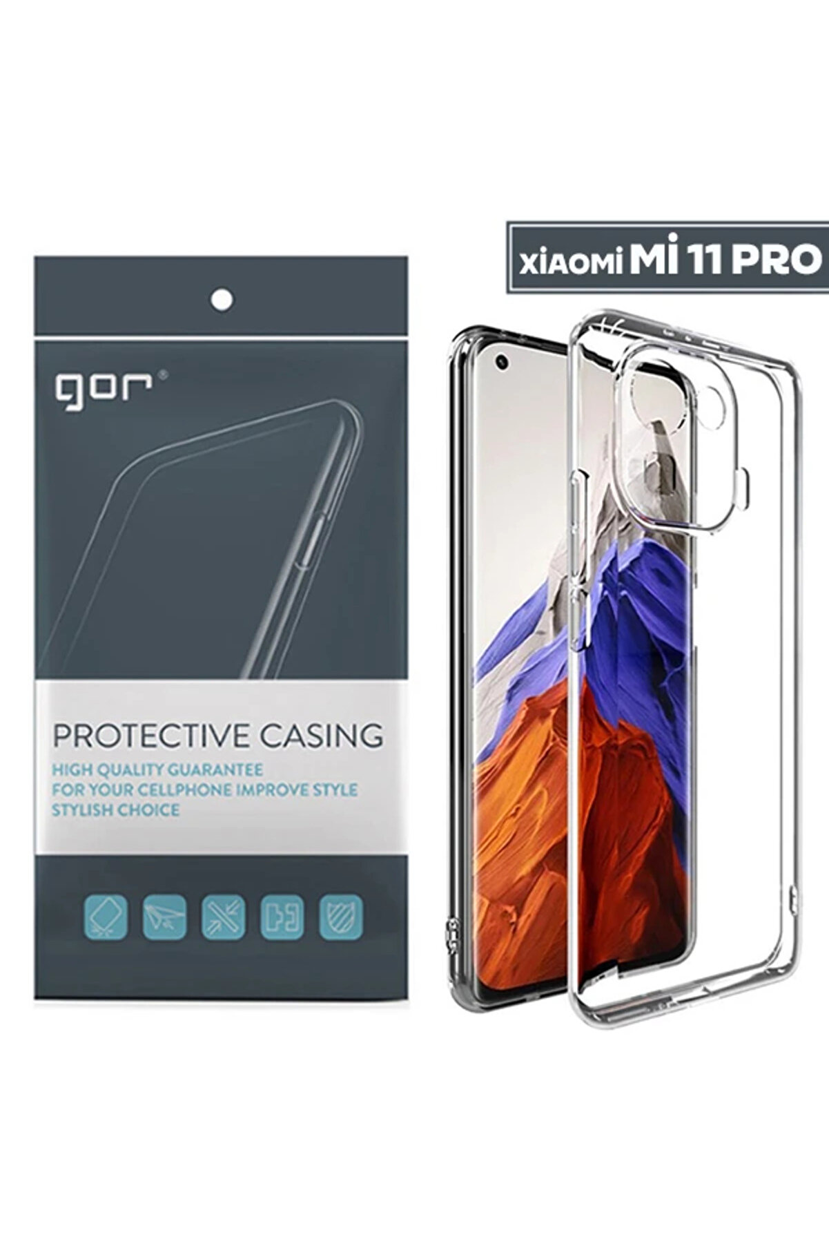gizmurstore GOR Xiaomi Mi 11 Pro Kılıf Kamera Korumalı Şeffaf Silikon Kılıf-(5775) - GMS7767-7278