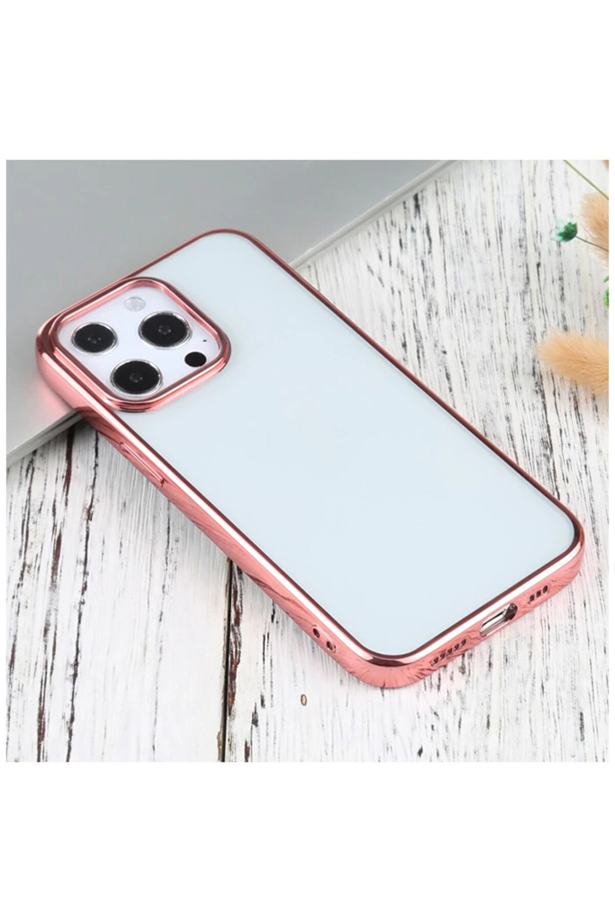 İphone 13 Pro 6.1İnç Lazer Kaplama Renkli̇ Kenar Şeffaf Kılıf-(5775) - Gms4106-2879