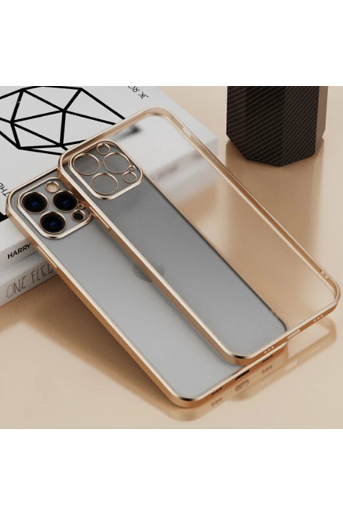 İphone 12 Pro 6.1İnç Renkli̇ Kenar Şeffaf Kılıf Kamera Korumalı Kılıf-(190 - Dropx9777-9297