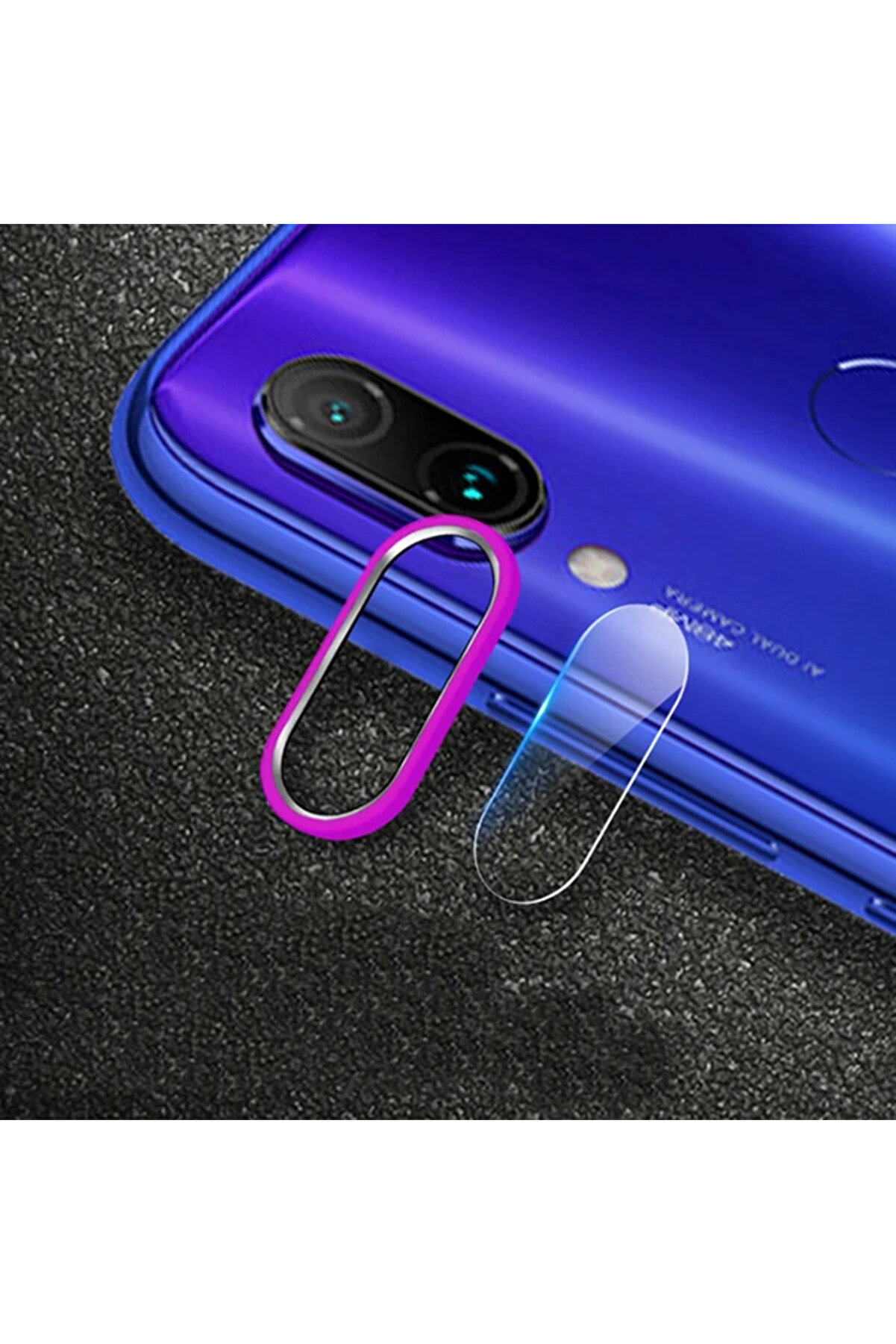 Xi̇aom Redmi̇ Note 7 Kamera Koruma Metal Lens+ Kırılmaz Cam Set-(1903) - Dropx7200-3718