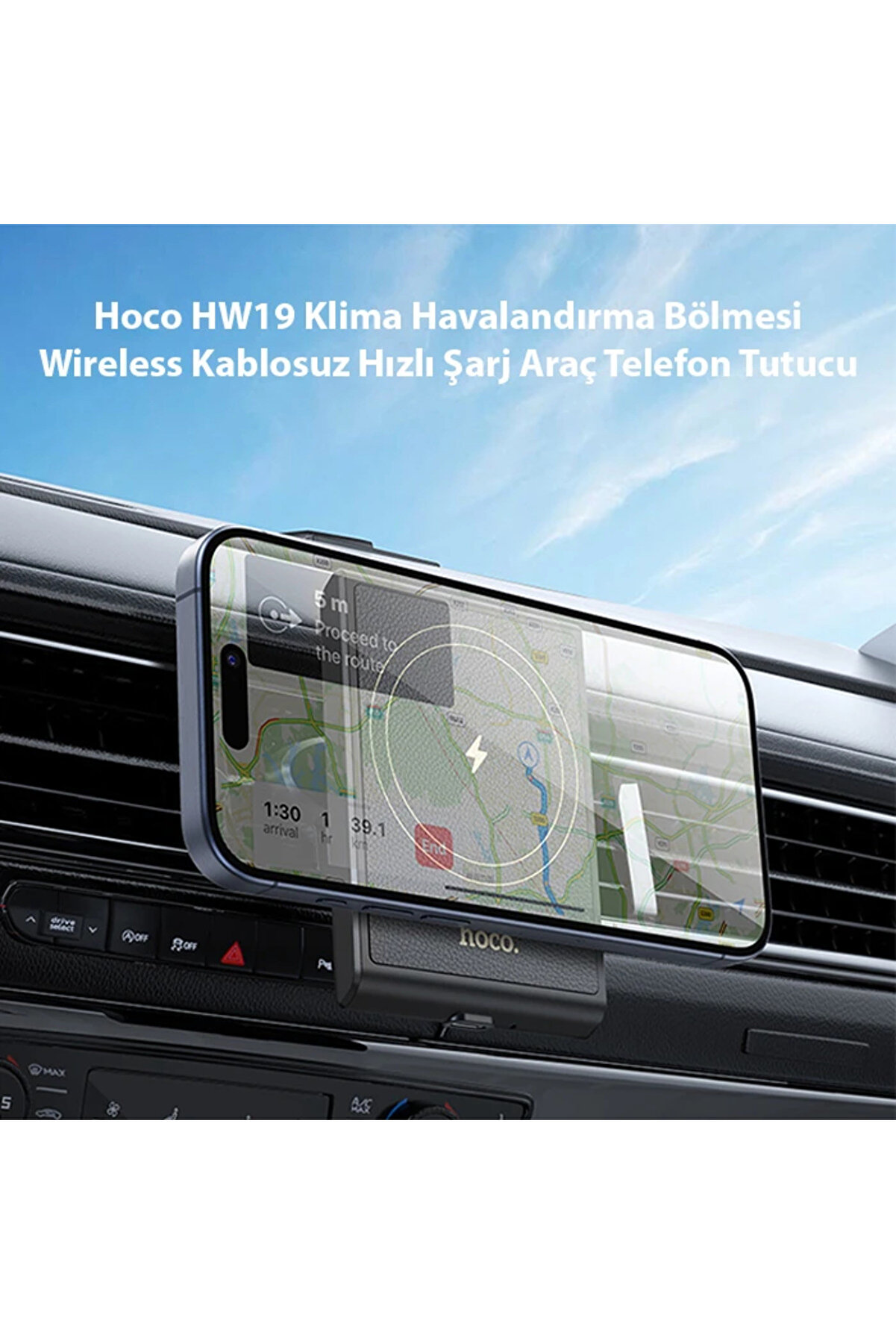 Hoco Hw19 Kli̇ma Havalandırma Bölmesi̇ Wi̇reless Kablosuz Hızlı Şarj Araç Tel - Dropx5757-8044