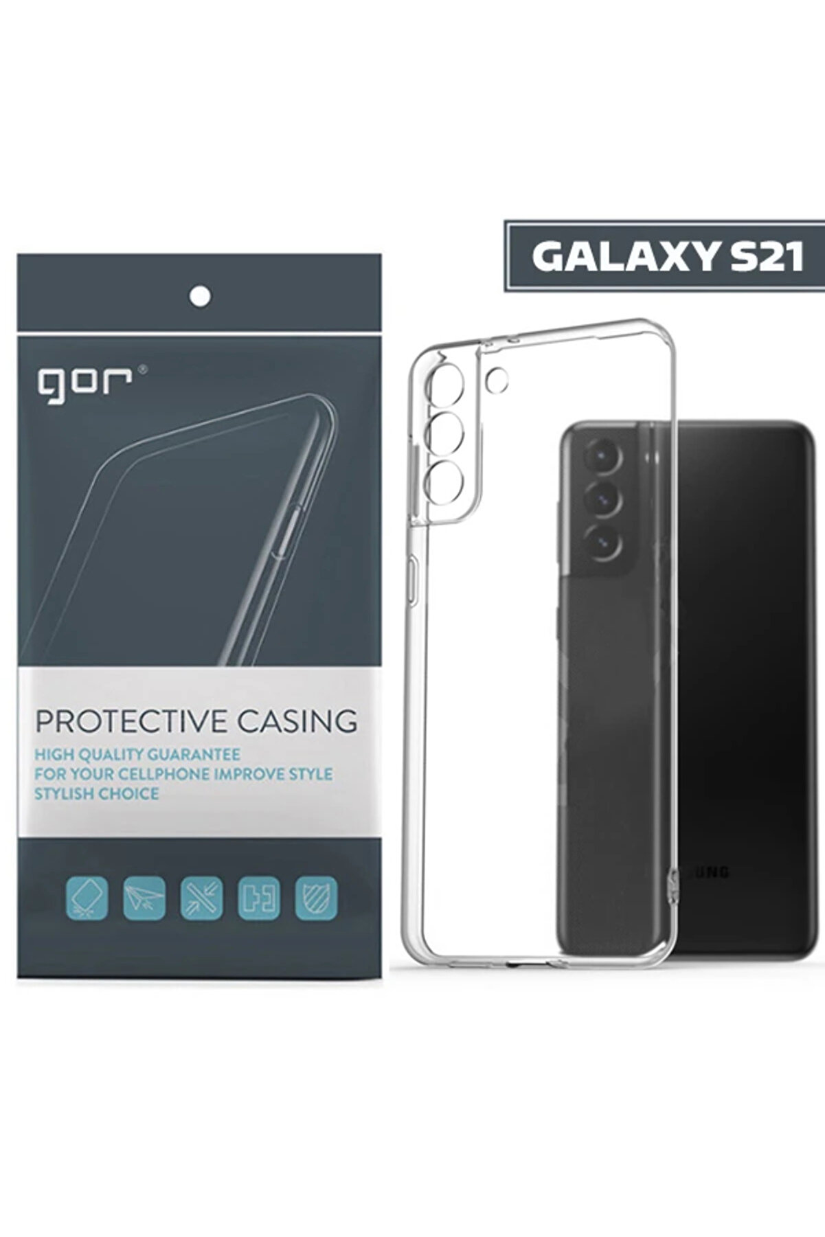 CepteToptan GOR Samsung Galaxy S21 Kılıf Kamera Korumalı Şeffaf Silikon Kılıf-(1903) - DROPX2465-5829