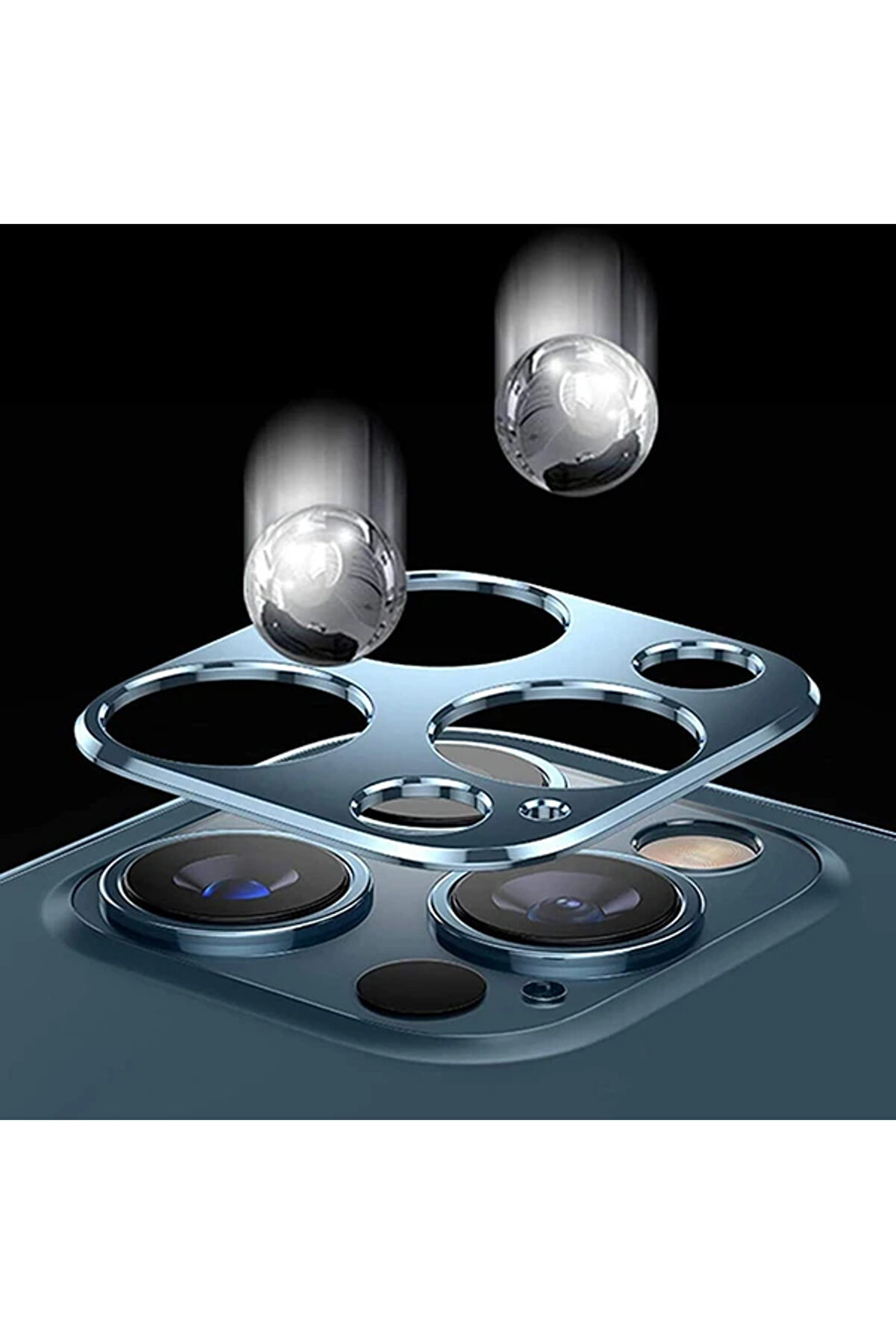 İphone 12 Mi̇ni̇ 3D Metal Kamera Koruyucu Metal Lens-(5775) - Gms3144-1816