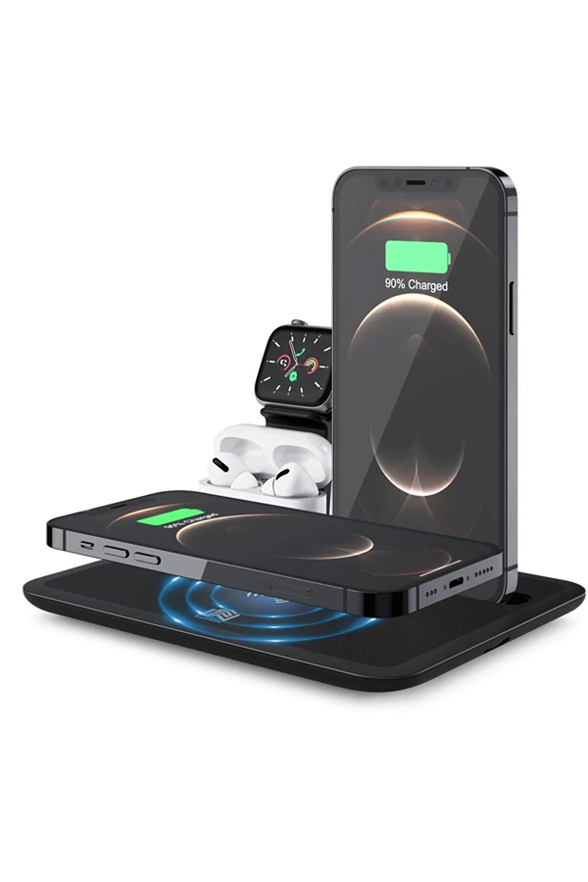 Ally 4 İn1 15W Kablosuz Hızlı Şarj Standı İphone+İwatch+ Pro Wi̇reless-(190 - Dropx7876-7906