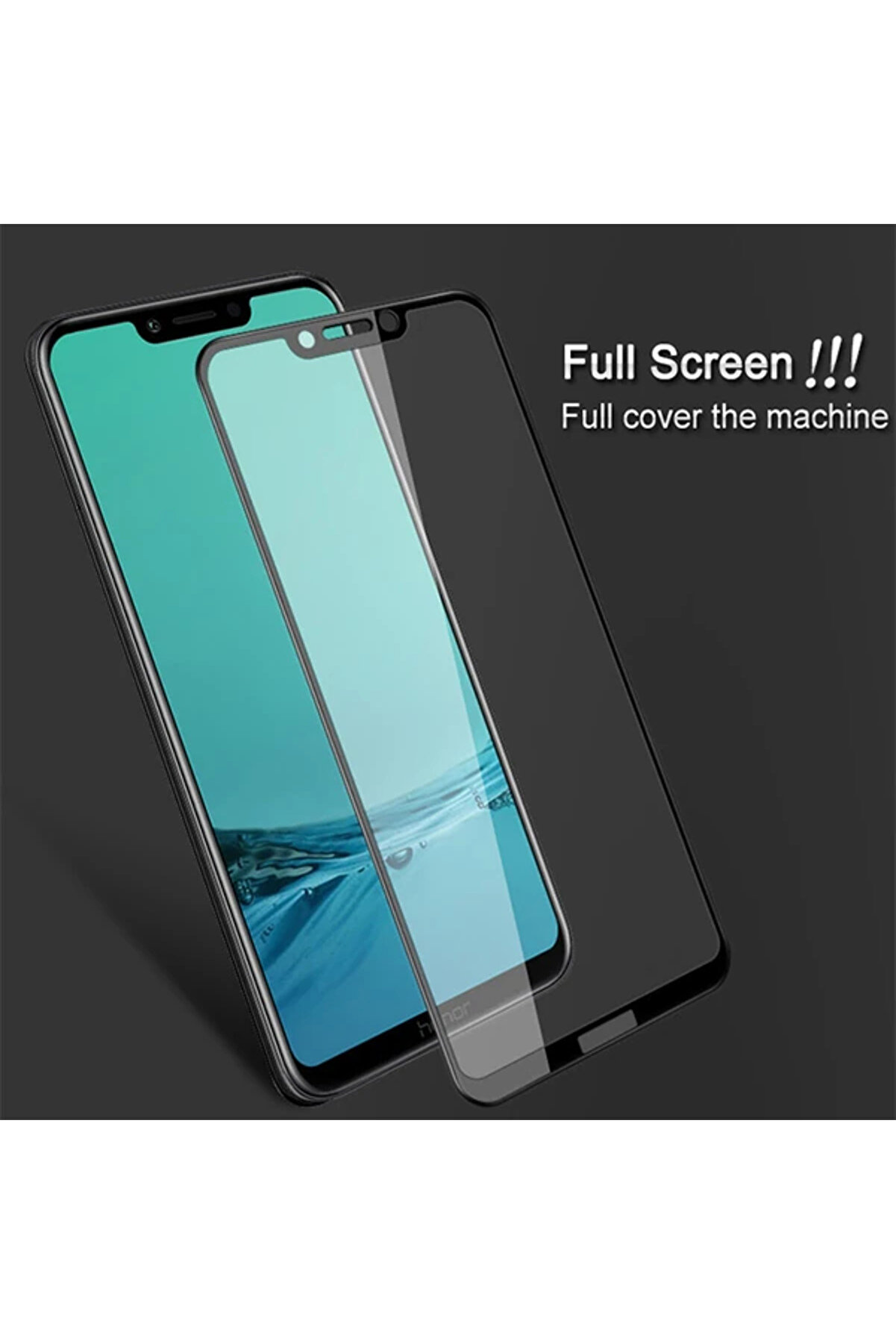 Huawei̇ Honor Play Full Glue Tempered Full Cam Ekran Koruyucu-(1903) - Dropx4485-4321