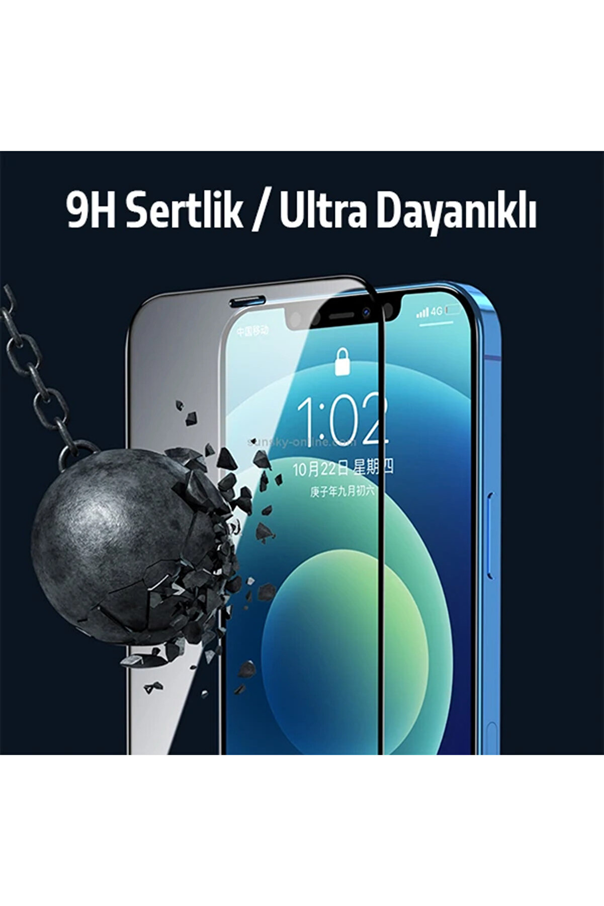 Ally İphone 12-12 Pro 5D Kavi̇sli̇ Full Tempered Cam Ekran Koruyucu-(5775) - Gms1233-9028