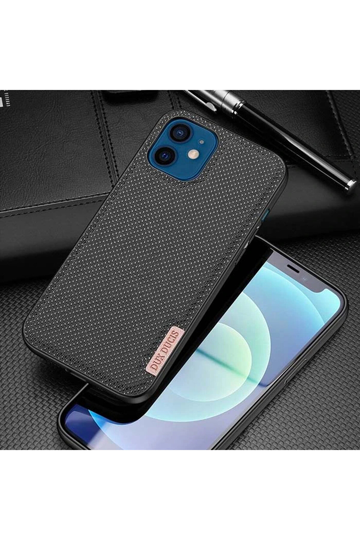 Dux Duci̇s Fi̇no Seri̇si̇ İphone 12 -12 Pro 6.1İn&ccedil; Kılıf Premi̇um Dokuma Si̇li̇kon K - Dropx4261-9185