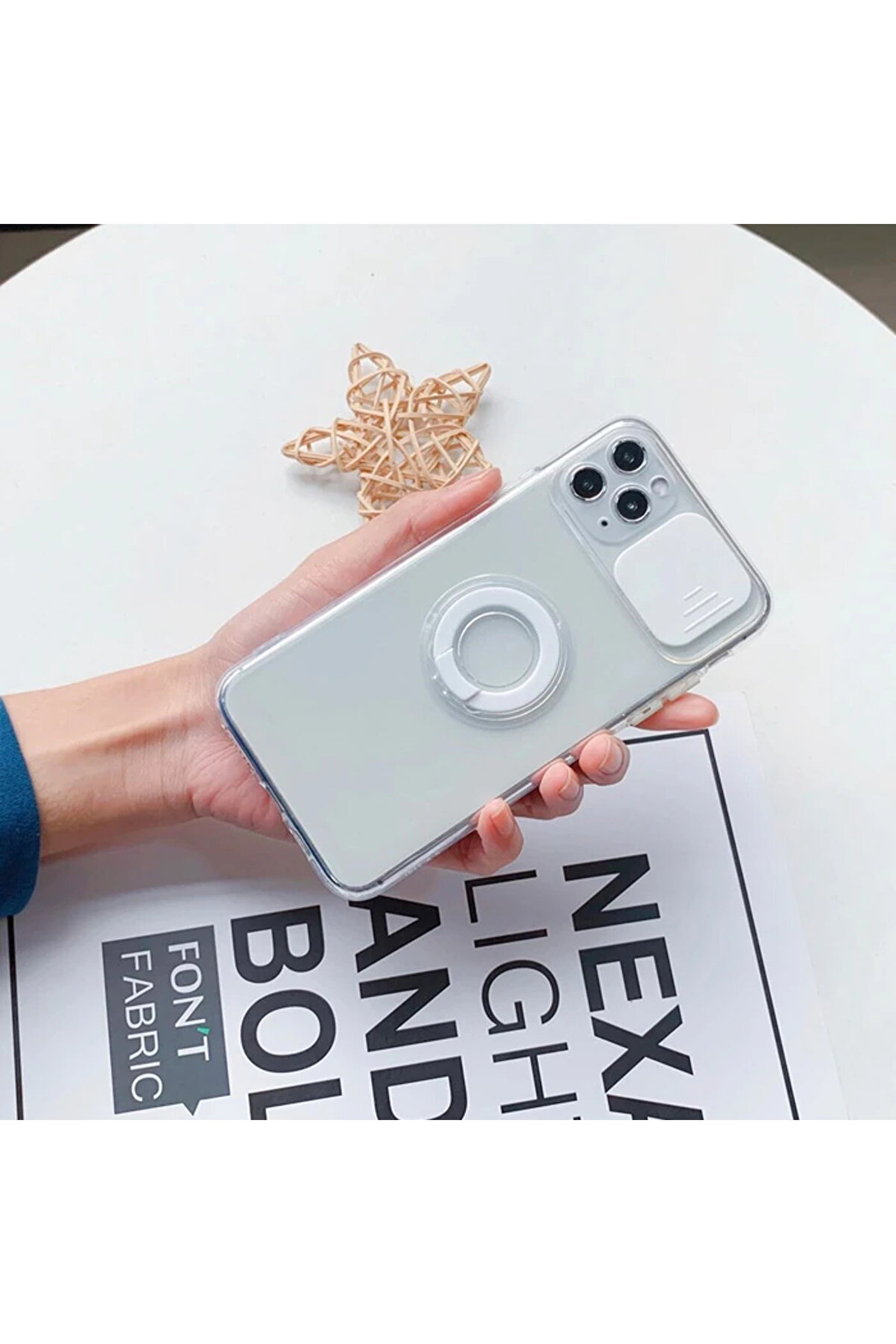 Ally İphone 13 Pro 6.1İnç Kılıf Sürgülü Kamera Lens Korumalı Yüzük Standlı - Gms1653-1372