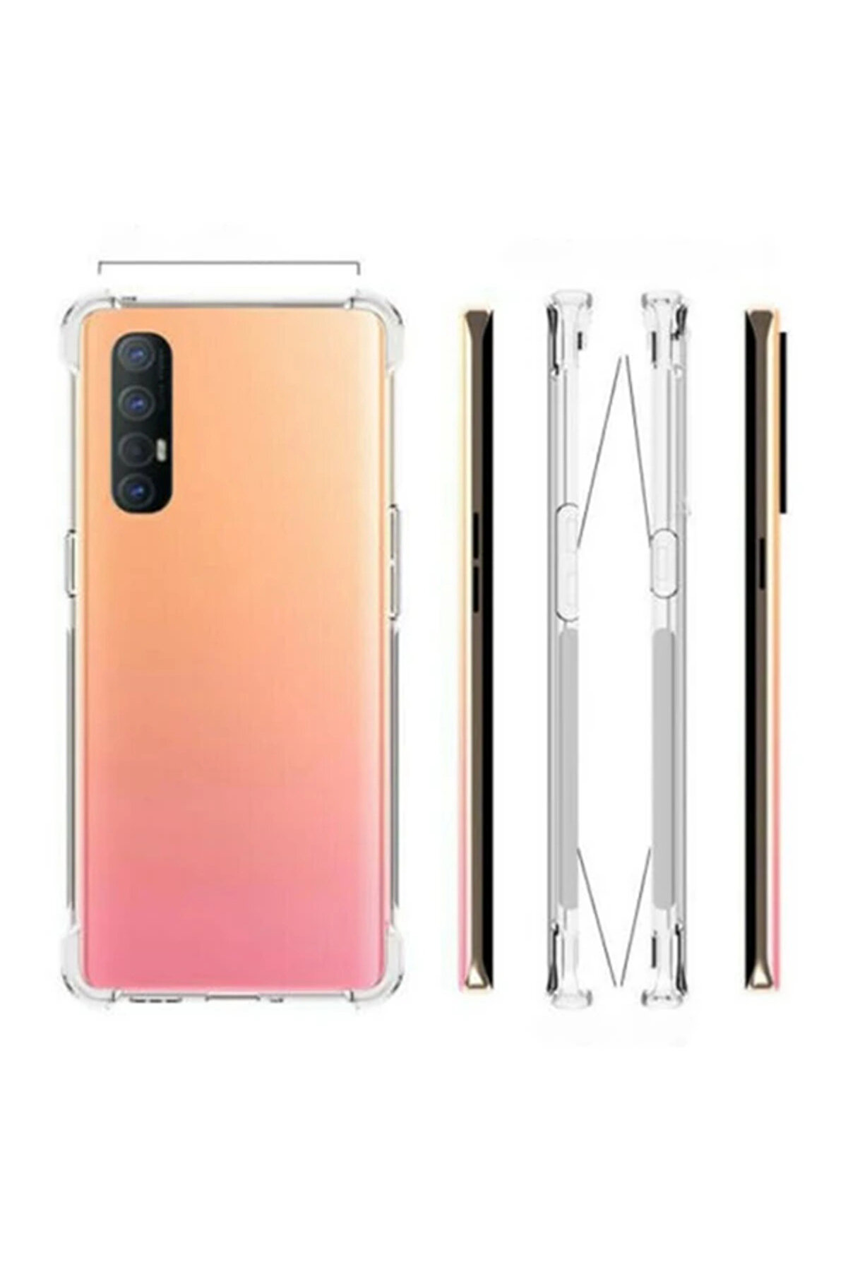 Oppo Reno 3 Pro Anti̇-Drop Darbe Emi̇ci̇ Si̇li̇kon Kılıf Shockproof Kılıf-(1903) - Dropx5715-7698