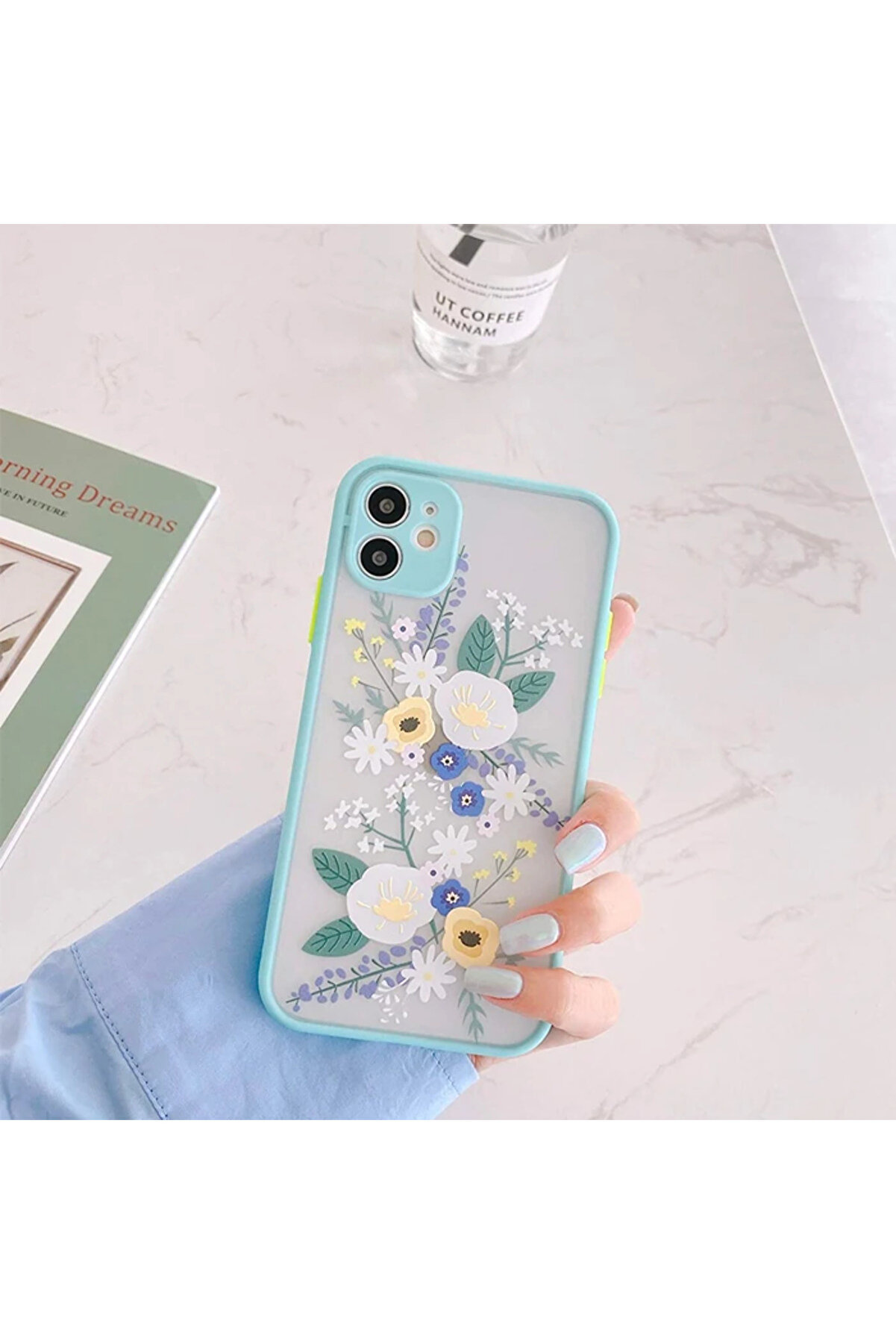 İphone 11 6.1İnç Kamera Korumalı Çi̇çek Desenli̇ Si̇li̇kon Kılıf-(5775) - Gms9837-8400