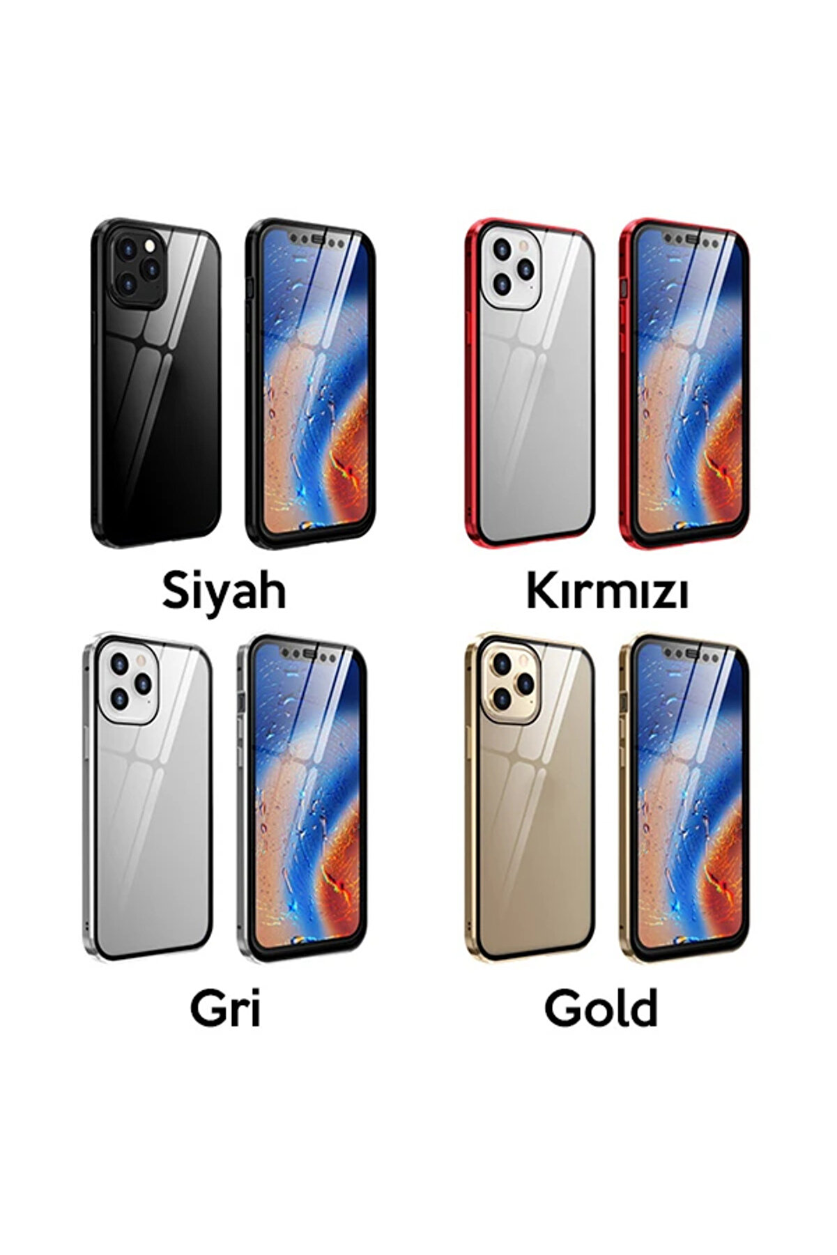 İphone 12 Pro Mıknatıslı 360 Derece Ön Ve Arka Cam Full Korumalı Manyeti̇k Kıl - Gms2643-3118