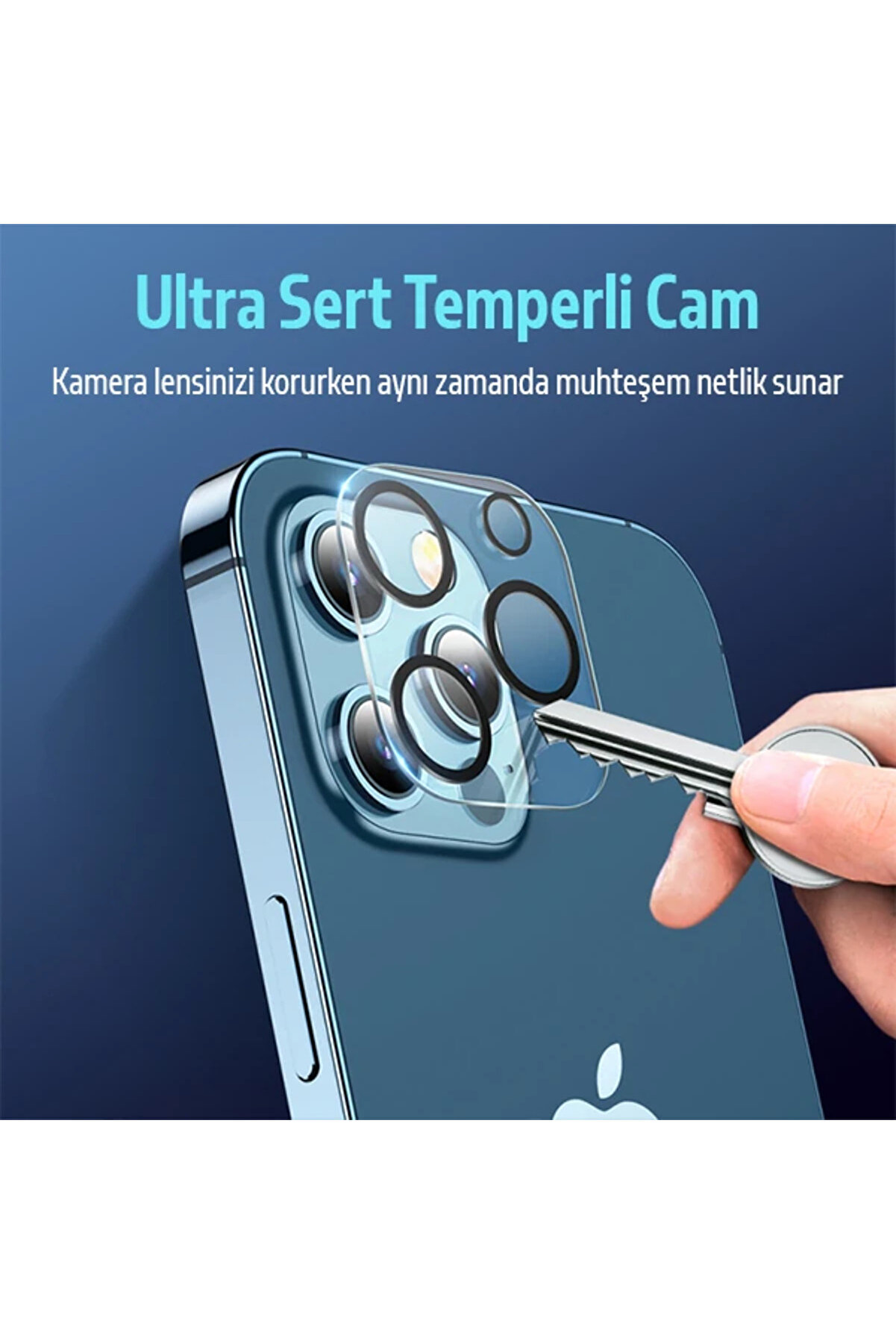Ally İphone 12 Pro Max 3D Full Tempered Glass Cam Kamera Koruyucu-(1903) - Dropx7508-6707