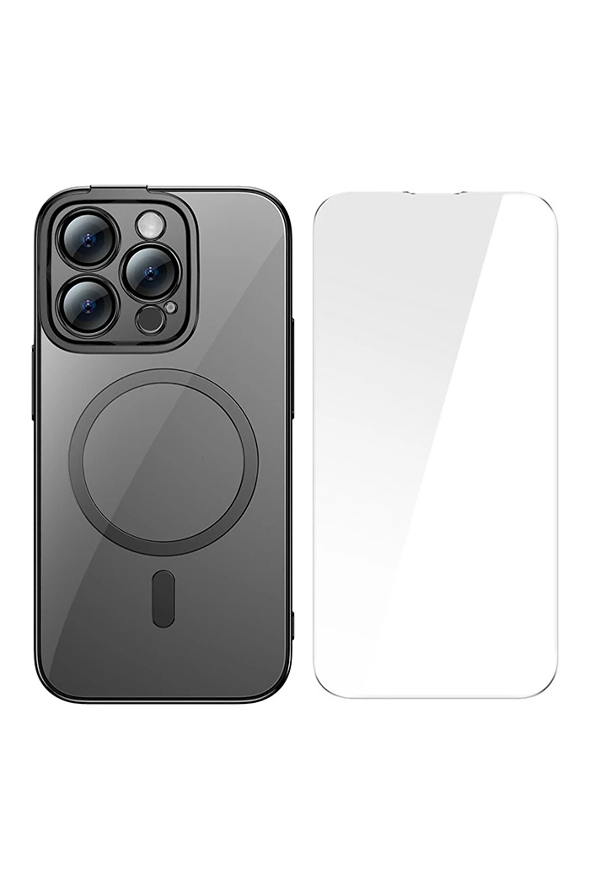 Gli̇tter İphone 14 Pro 6.1 Magsafe Si̇li̇kon Kılıf + Tempered Ekran Koruyucu Set- - Dropx6139-8566