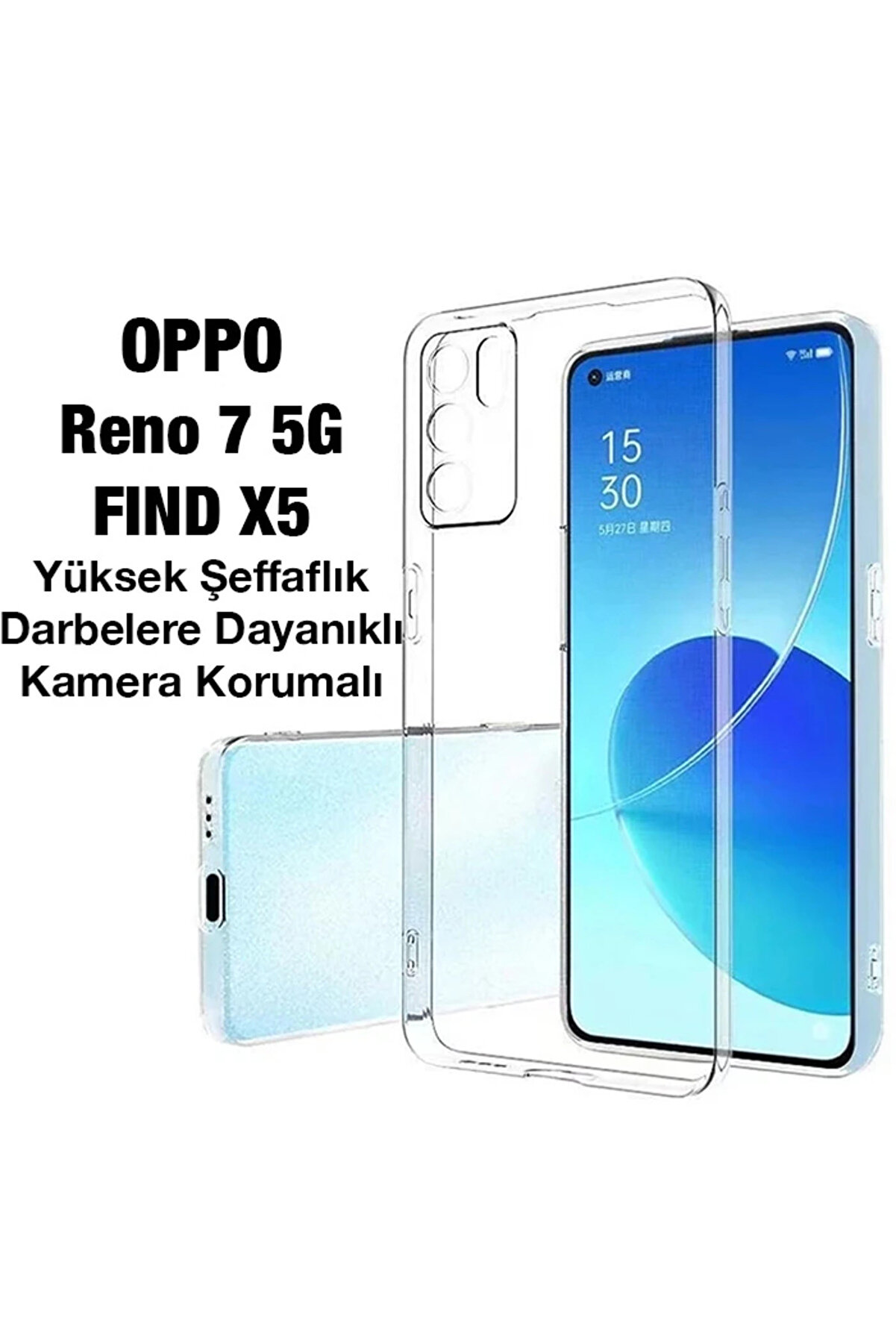 Oppo Reno 7 5G Fınd X5 Kılıf Kamera Korumalı Ultra İnce Şeffaf Si̇li̇kon Kılıf- - Gms4787-3846