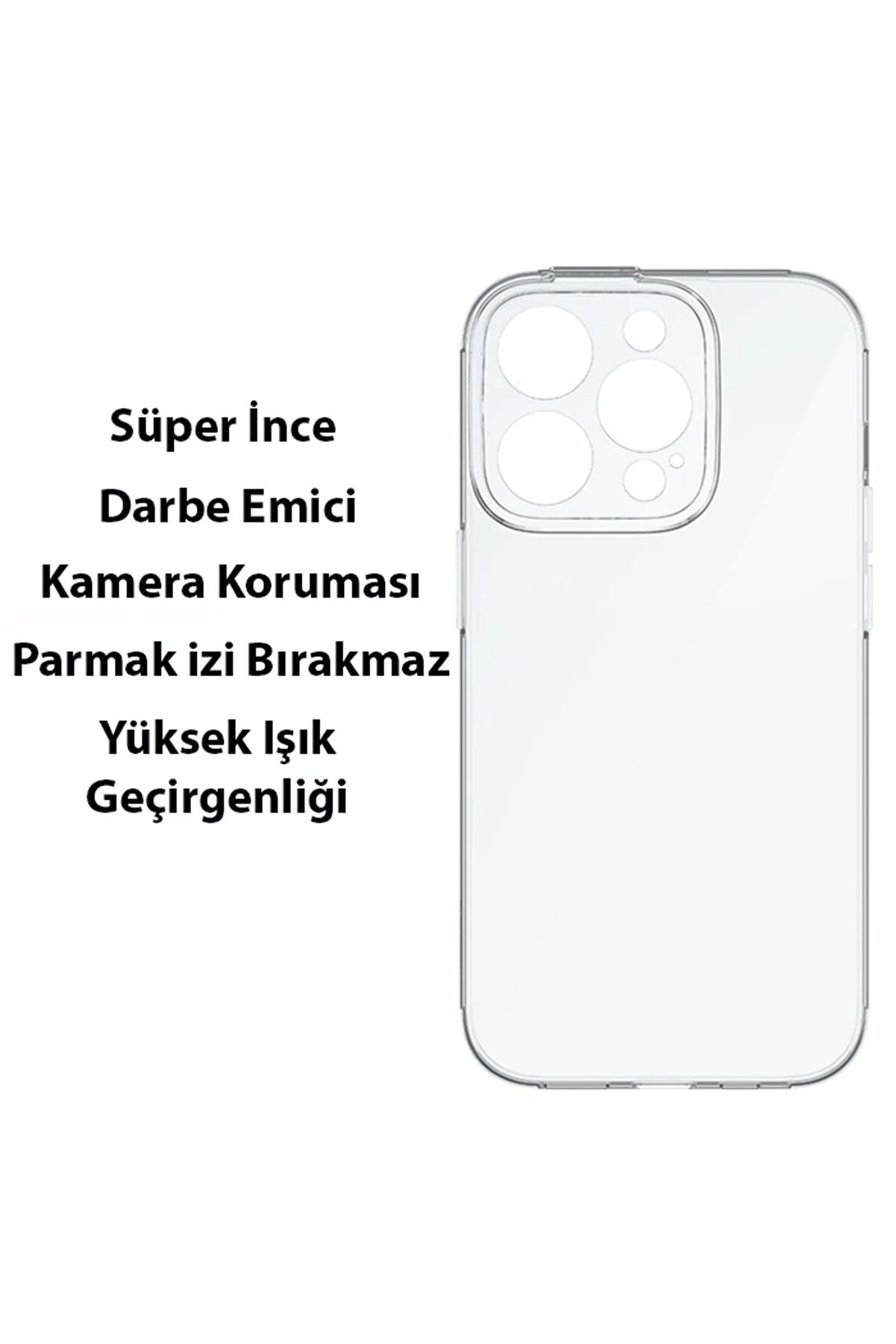 Si̇mple Case İphone 14 Pro 6.1 Kamera Korumalı İnce Si̇li̇kon Şeffaf Kılıf-(5775) - Gms5074-5151