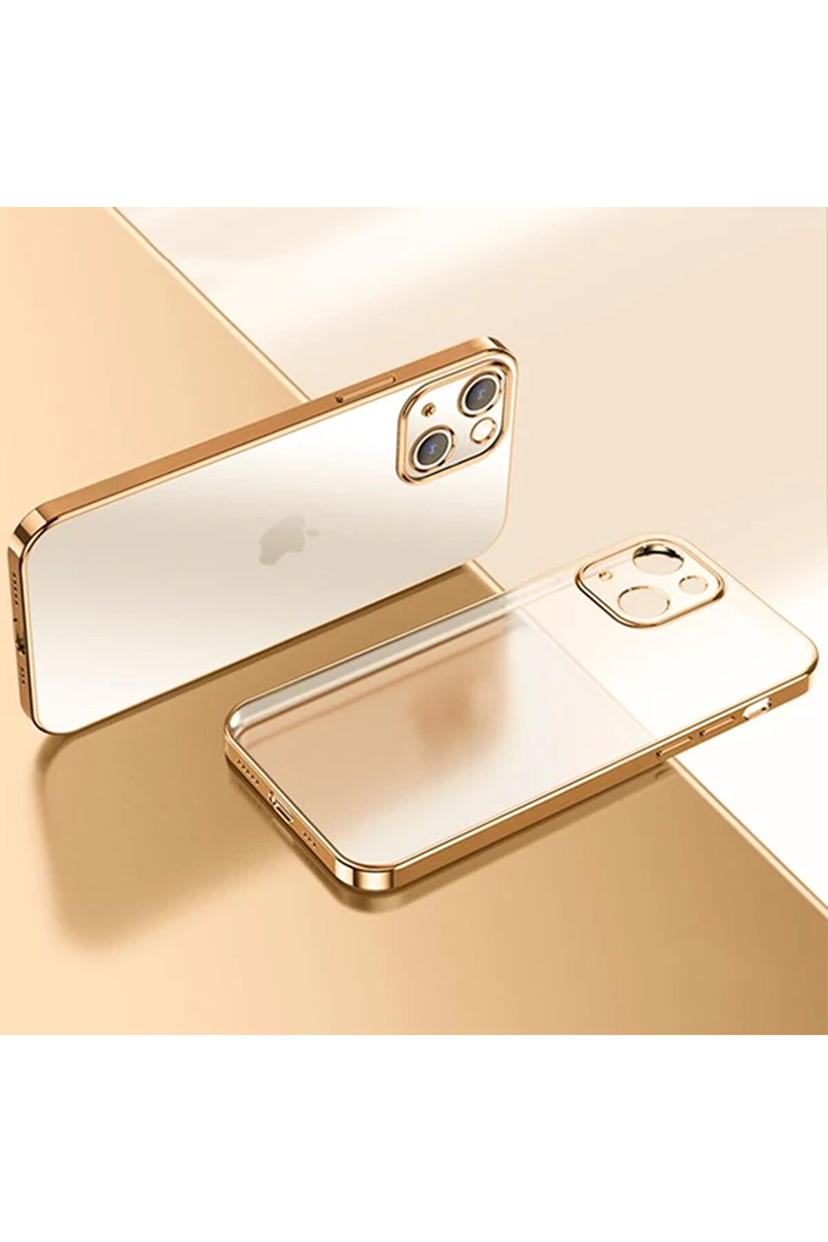 İphone 13 Mi̇ni̇ Renkli̇ Kenar Şeffaf Kılıf Kamera Korumalı Si̇li̇kon Kılıf-(19 - Dropx2246-1366