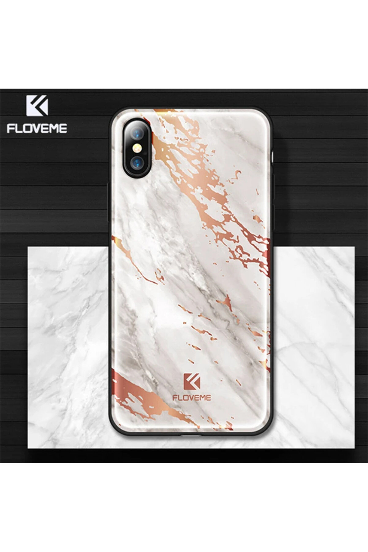 Floveme İphone X Xs Mermer Desenli̇ Premi̇um Si̇li̇kon Kılıf-(5775) - Gms7275-3331