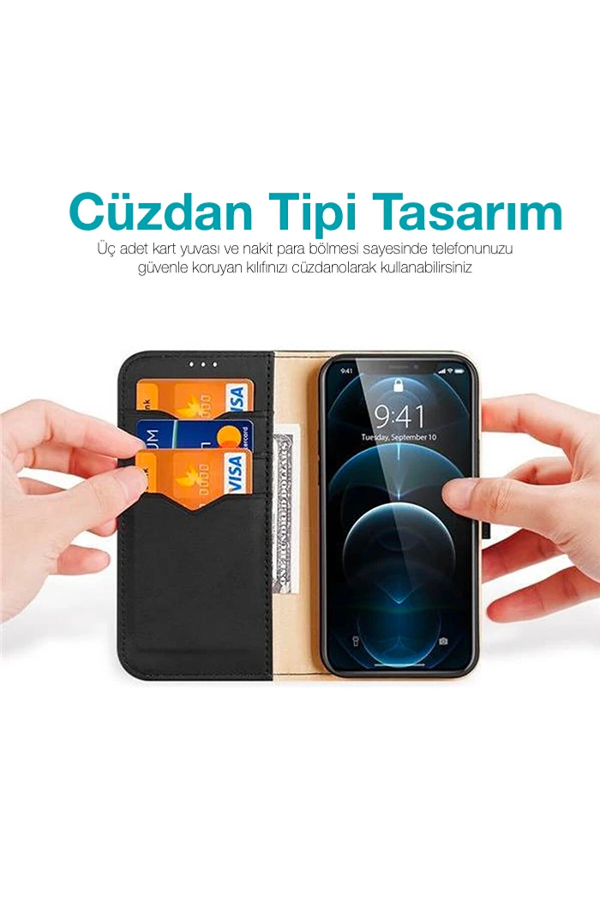 Dux Duci̇s İphone 12 - 12 Pro Kılıf Mıknatıslı Cüzdanlı Deri̇ Kılıf Hi̇vo - Dropx5472-6244