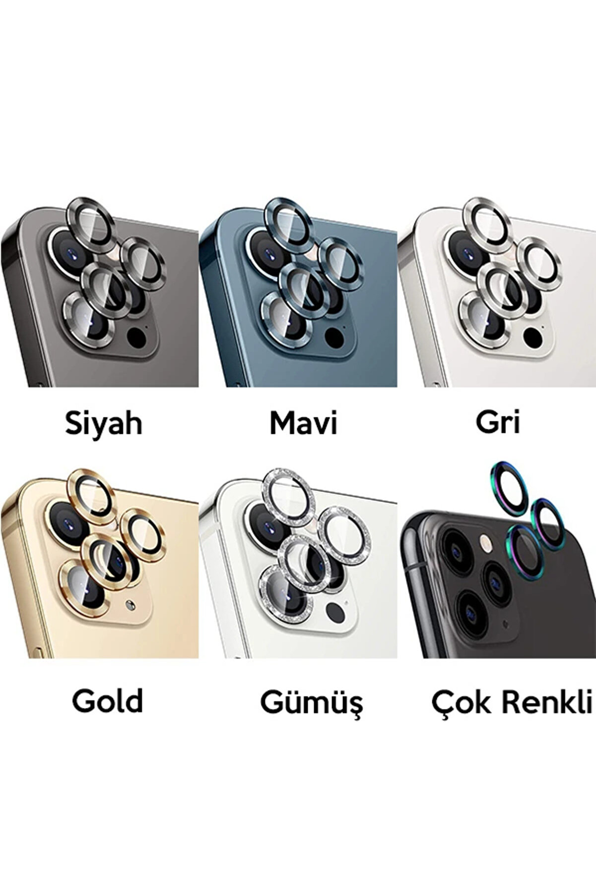 Ally İphone 12 Pro 3D Metal Çerçeveli̇ Kamera Lens Koruyucu-(1903) - Dropx6969-6242