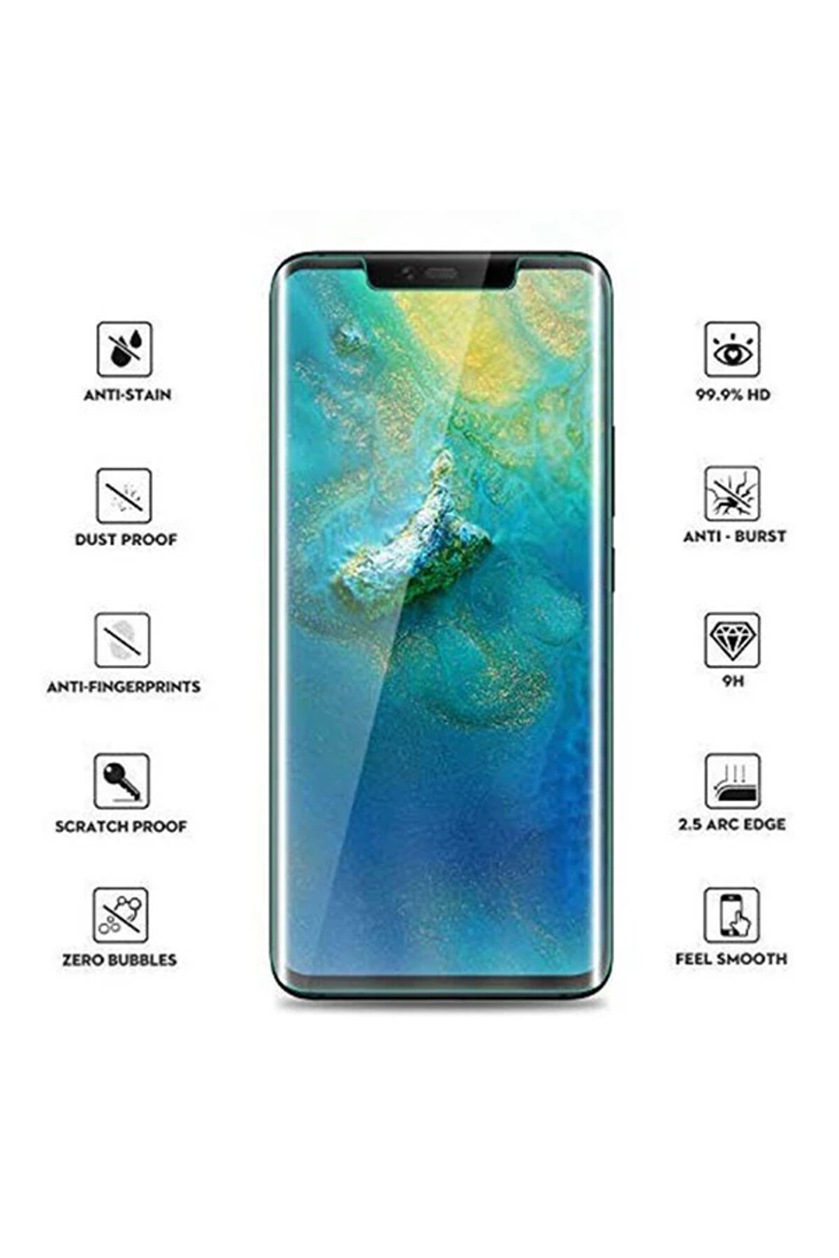 Huawei̇ Mate 30 Pro Full Li̇qui̇d+Uv Işık 3D Kırılmaz Cam Ekran Koruyucu-(5775) - Gms1066-5010
