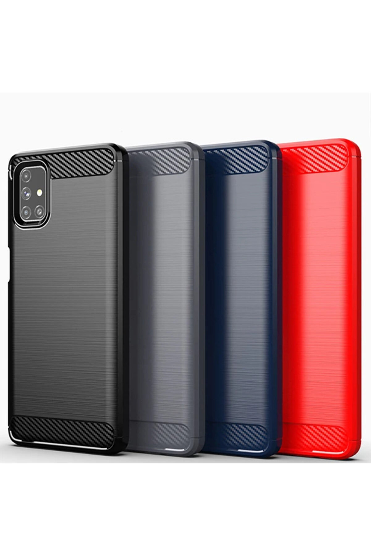 Ally Samsung Galaxy M51 Brushed Carbon Fi̇ber Si̇li̇kon Kılıf-(1903) - Dropx9698-2238