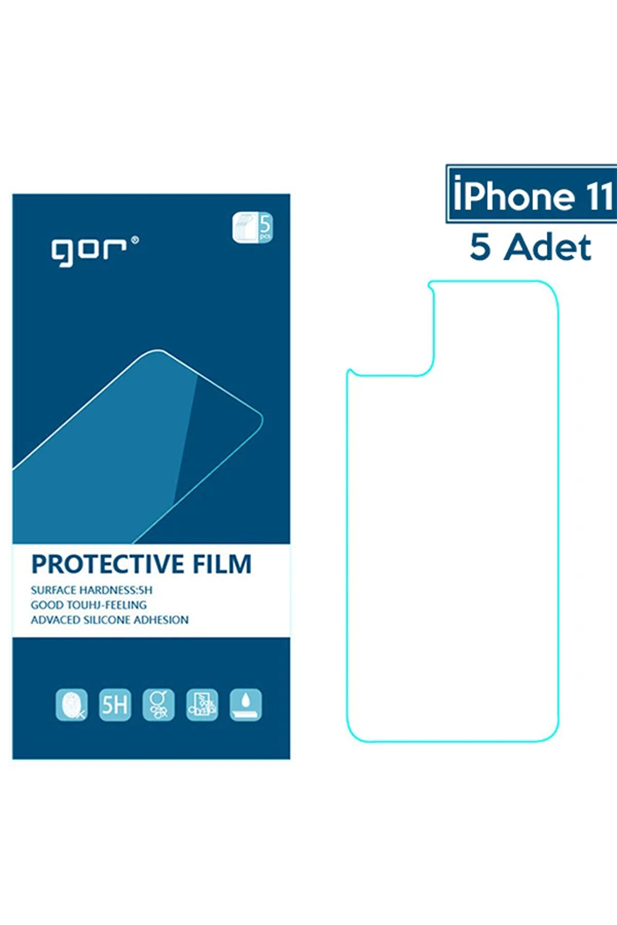 CepteToptan GOR İPhone 11 6.1 Çizilmez Arka Koruyucu Jelatin 5 Adet Set-(1903) - DROPX3698-9746