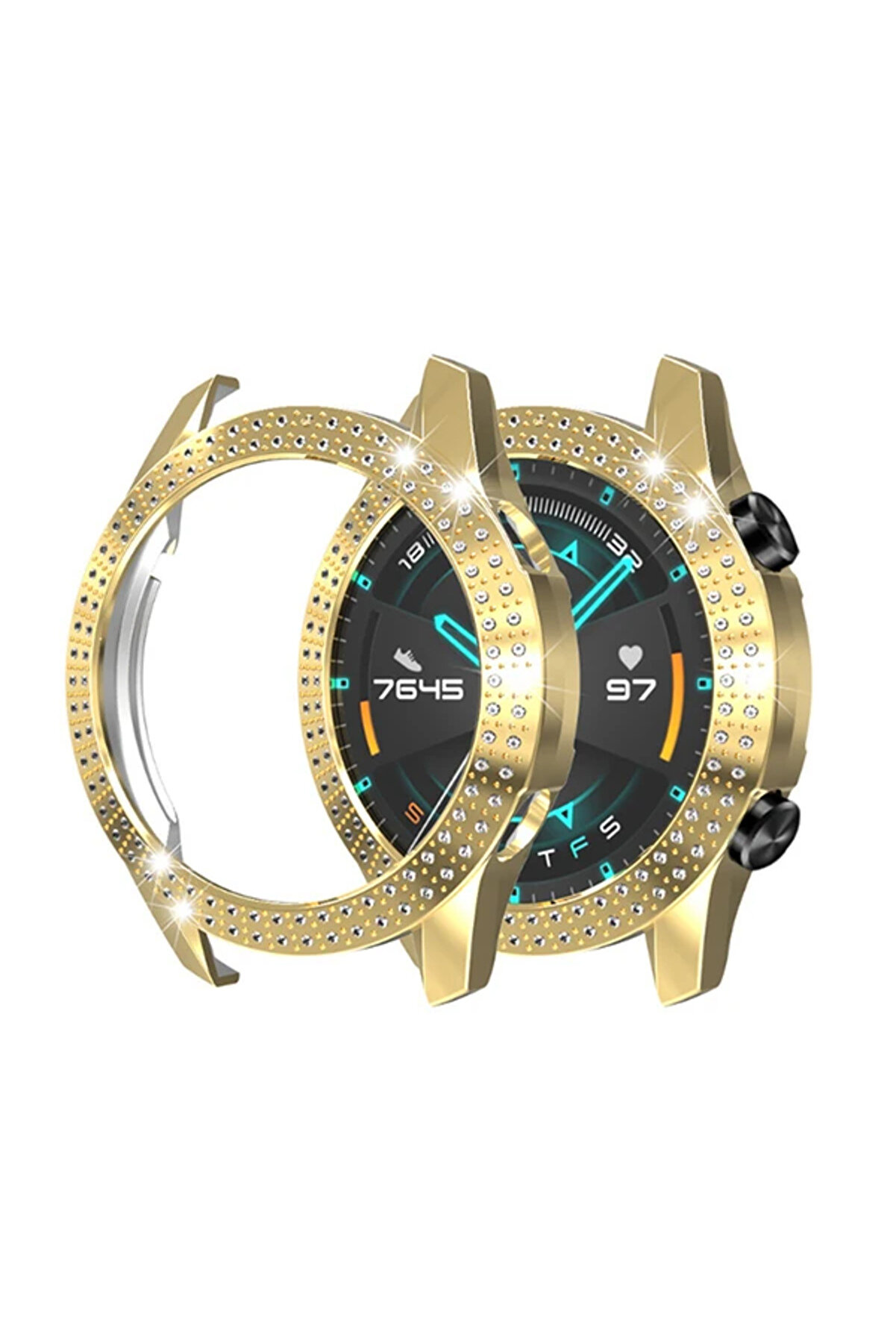 Ally Huawei̇ Gt2 46Mm Di̇amond Taş İşlemeli̇ Bumper Kılıf-(1903) - Dropx5781-7543