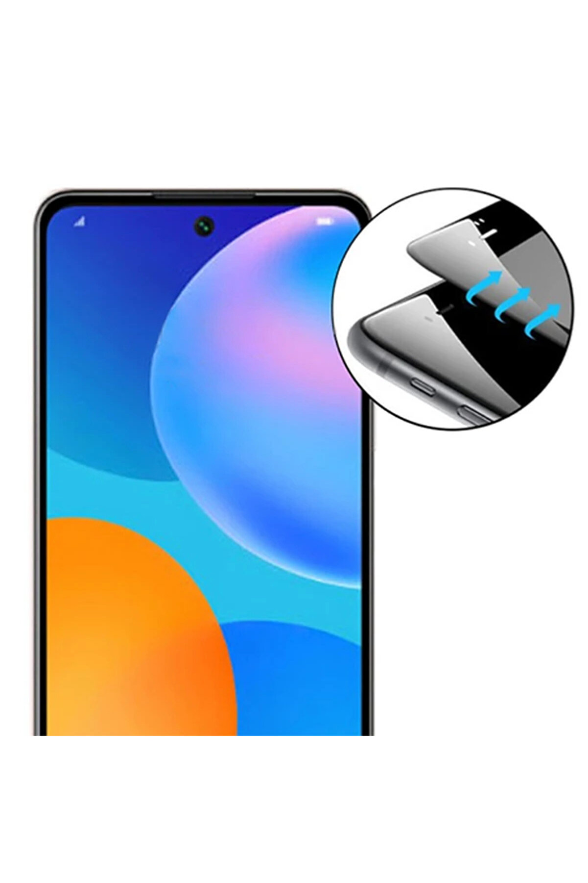 Huawei̇ P Smart 2021 Full Glue Tempered Cam Ekran Koruyucu-(5775) - Uyumlu