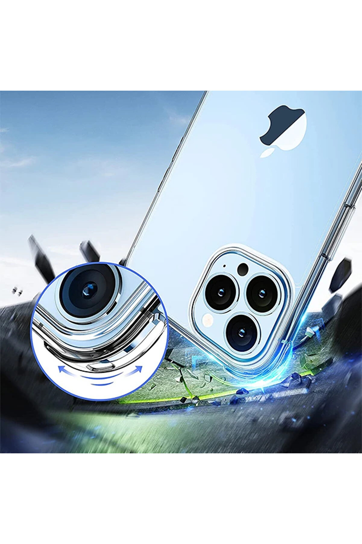 İphone 13 Pro 6.1İnç Anti̇-Drop Shockproof Darbe Emi̇ci̇ Si̇li̇kon Kılıf-(5775) - Gms4409-9867