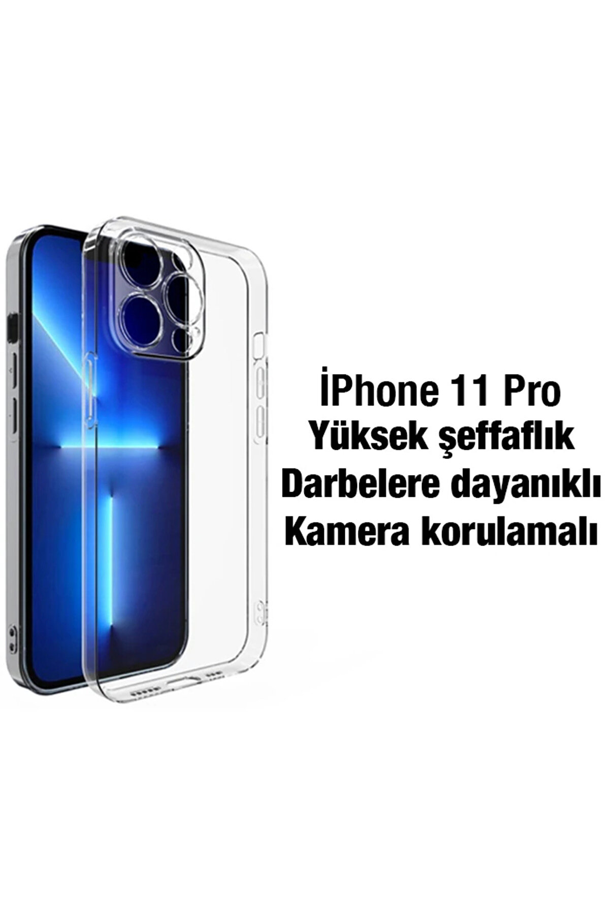 Ally İphone 11 Pro 5.8İnç Kılıf Kamera Korumalı Ultra İnce Şeffaf Si̇li̇kon - Dropx6992-5990