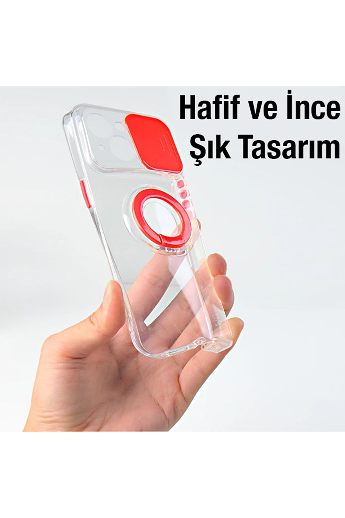 Ally İphone 13 Mi̇ni̇ 5.4İnç Kılıf Sürgülü Kamera Lens Korumalı Yüzük Standl - Gms9090-6966