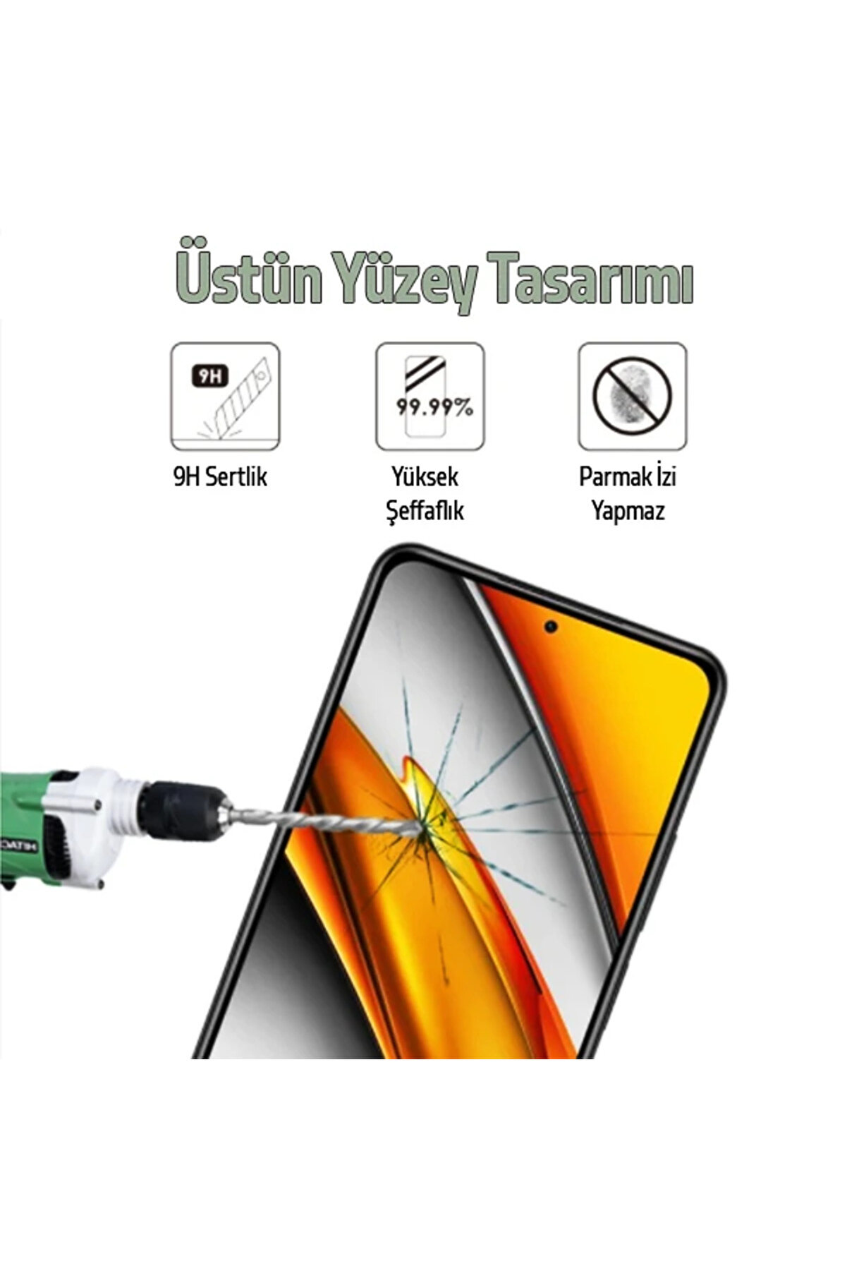 Xi̇aomi̇ Poco F3 Uyumlu Full Glue Full Kaplama Tempered Cam Ekran Koruyucu-(1903) - Dropx5870-2321