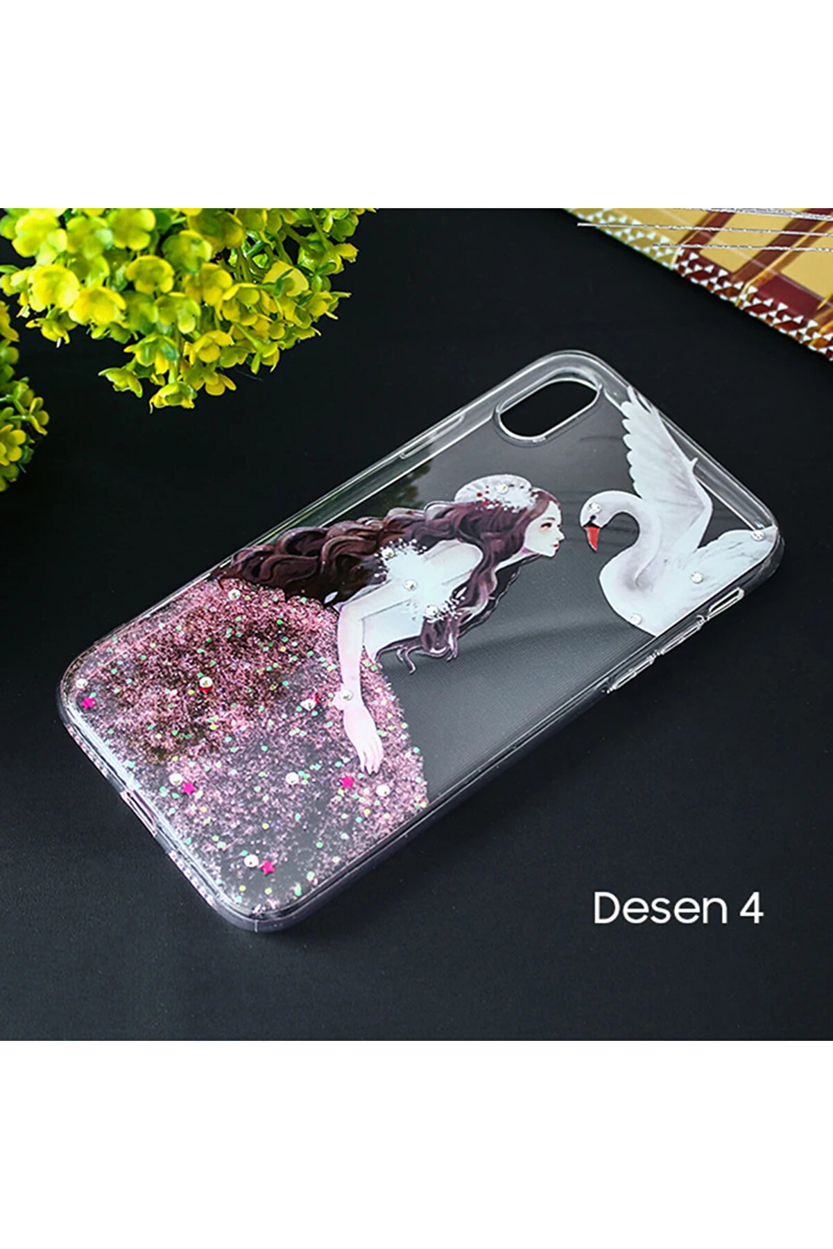İphone X Xs 3D Di̇amond Elbi̇se Şeffaf Si̇li̇kon Kılıf-(5775) - Tygo2299-3071