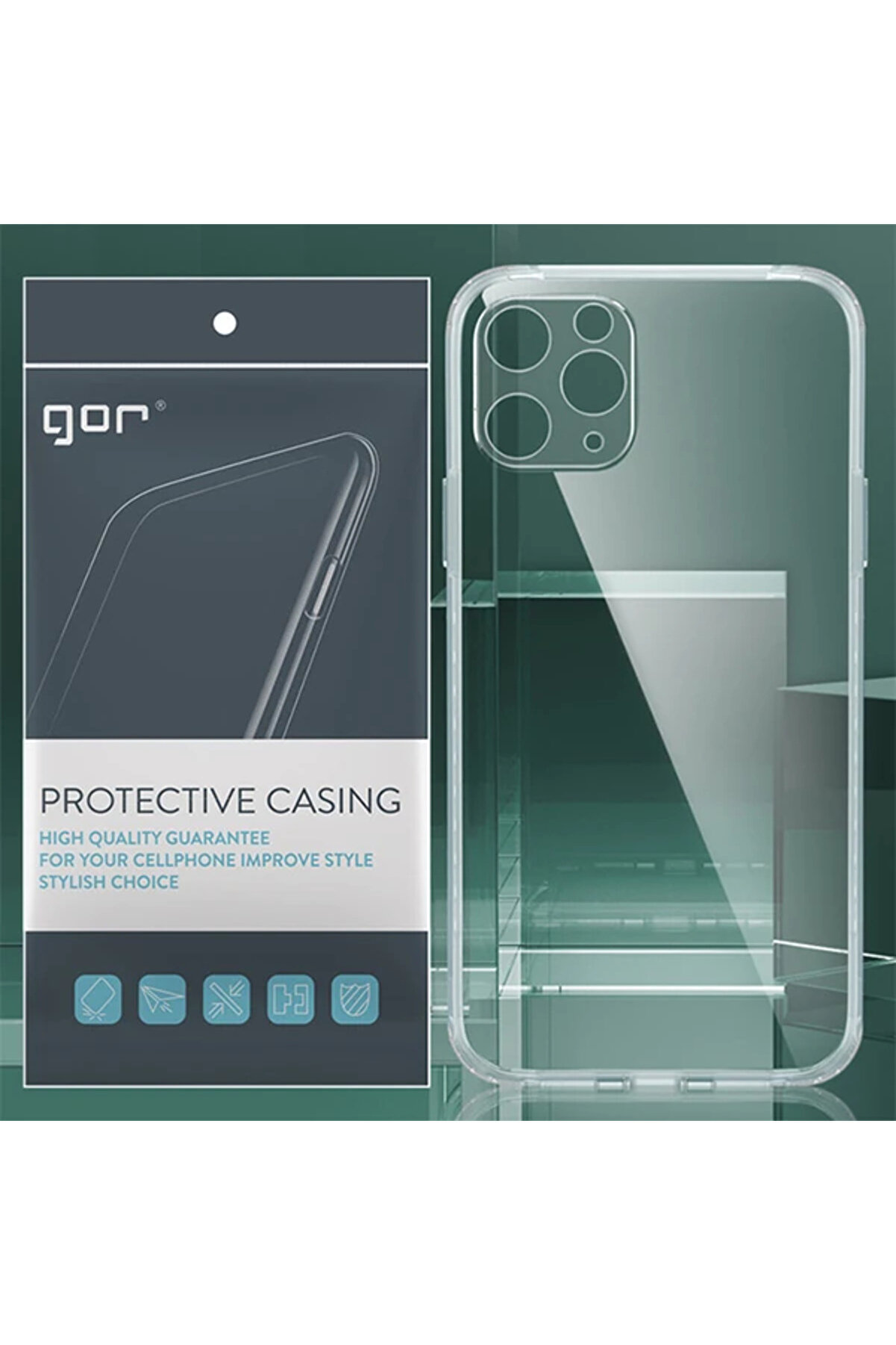 Gor İphone 11 Pro 5.8 İnch (2019) Kamera Korumalı Şaffad Si̇li̇kon Kılıf-(5775) - Gms9971-6044